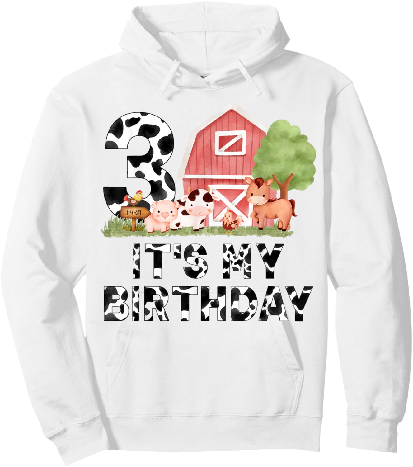 It's My 3rd Birthday Boy Girl Farm Animal 3 Years Old Kids Hoodie - Hoodie | White