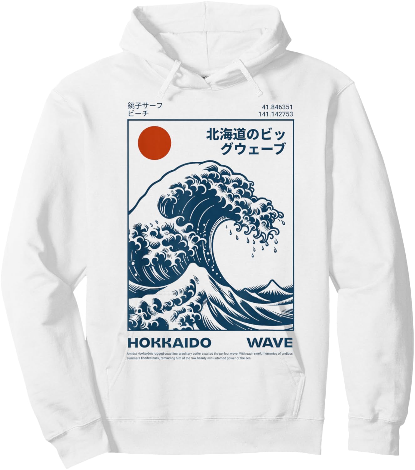 Hokkaido Aesthetic Vintage Japanese Big Wave Kanagawa Hoodie - Hoodie | White