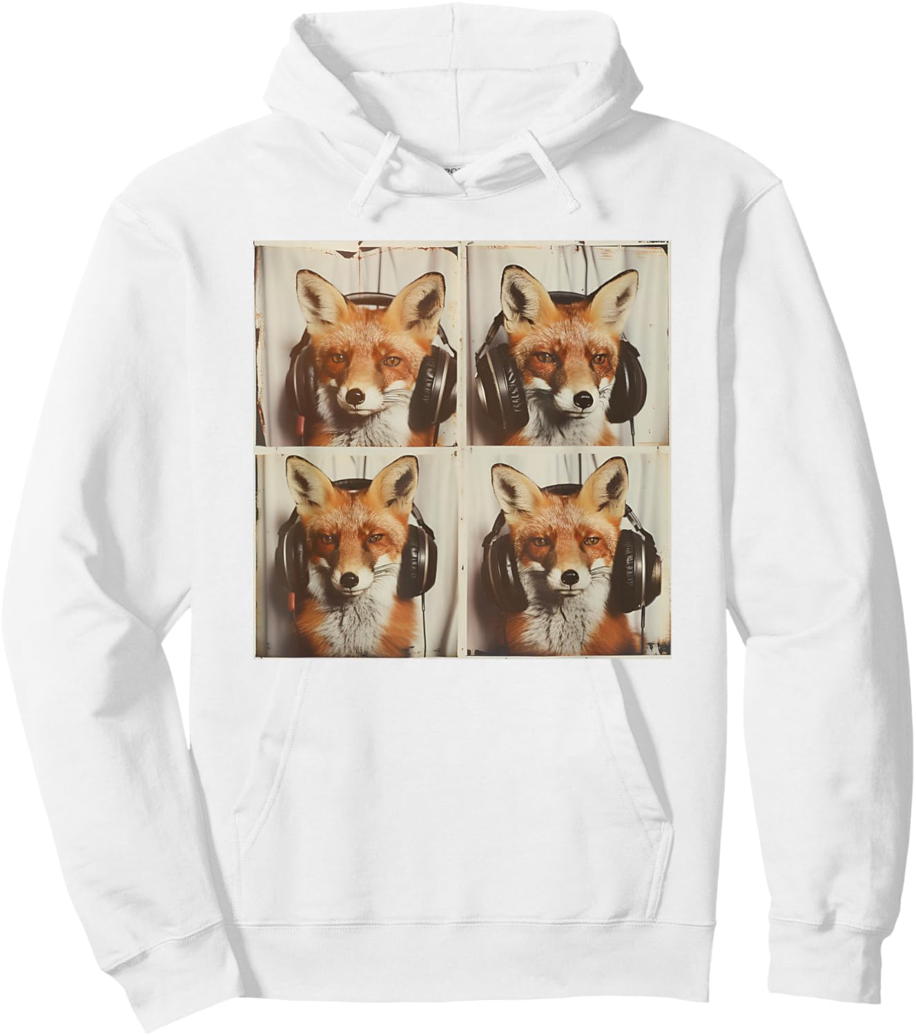 Fox Wearing Headphones Cool DJ Fox Animal Music Hoodie - Hoodie | White