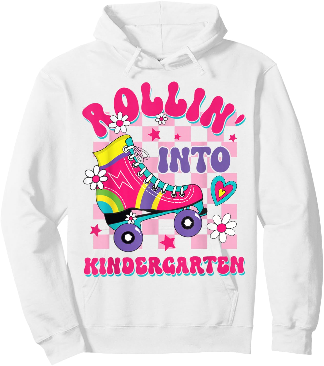 Rolling Into Kindergarten Girl Roller Skate Toddler Kids Hoodie - Hoodie | White