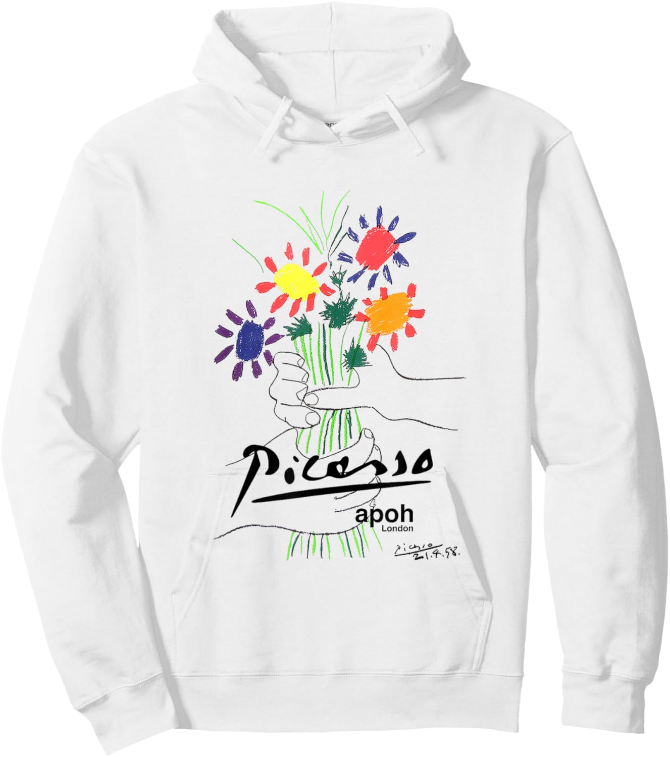 Picasso Flowers Drawing Classic Graphic Art Hoodie - Hoodie | White