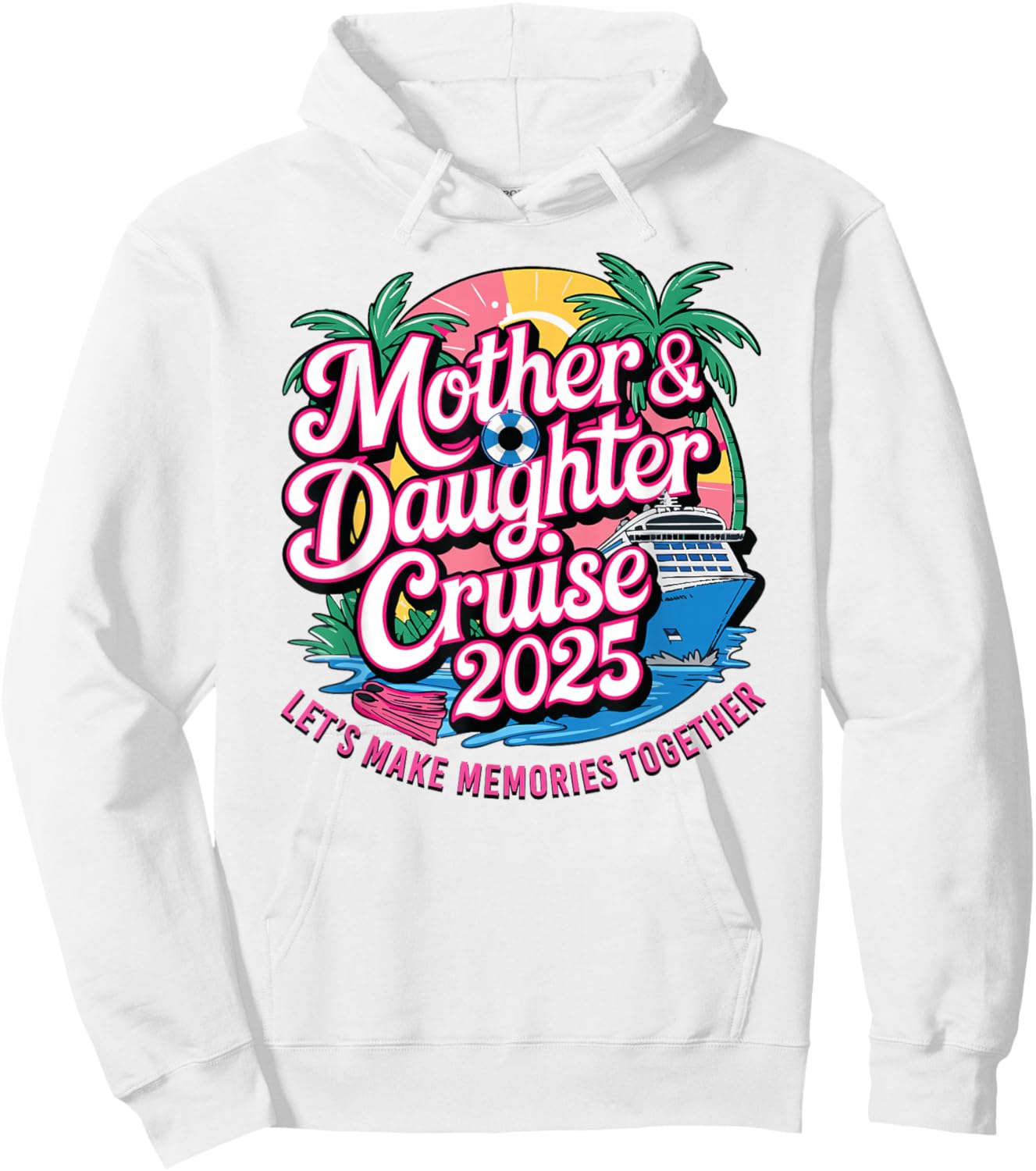 Cruise Squad Friend Family Matching Group Reunion Mother Daughter 1st Cruise 2025 Girls Trip -Child Blue Small Tropical Short Sleeve Hoodie - Hoodie | White