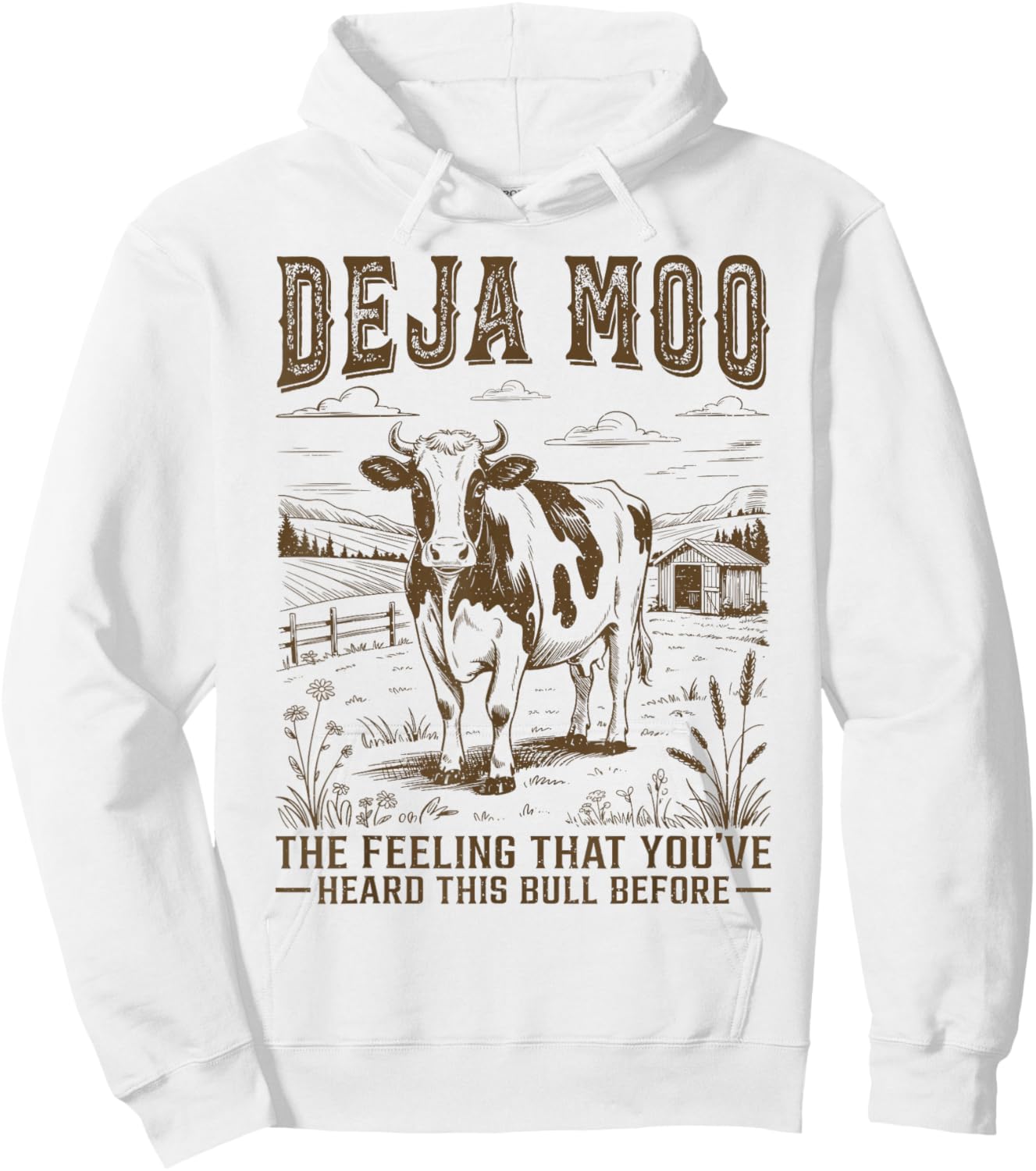 Deja Moo - The Feeling That You’ve Heard This Bull Before Hoodie - Hoodie | White