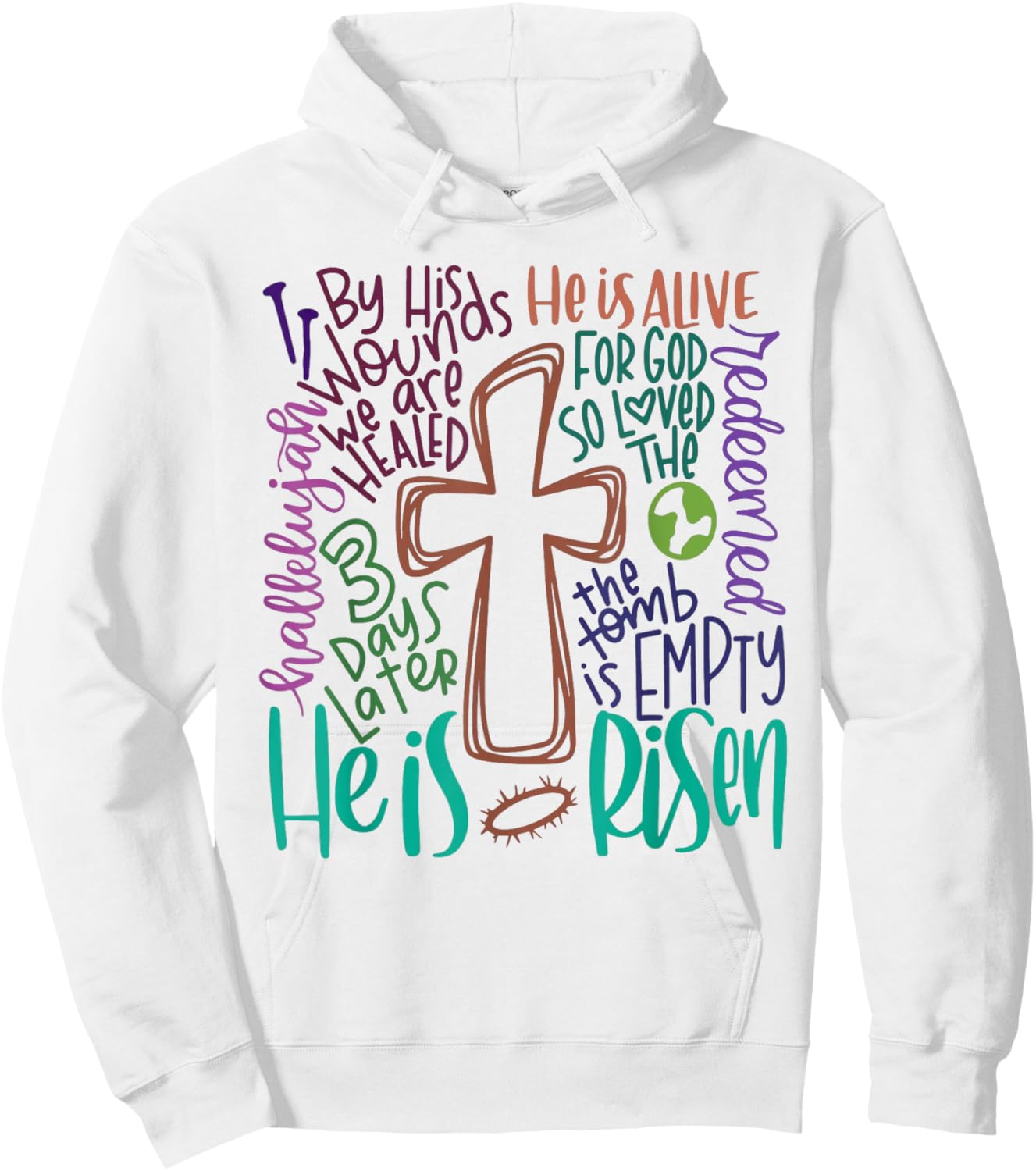 Easter Cross He Is Risen Jesus Christian Men Women Kid Youth Hoodie - Hoodie | White