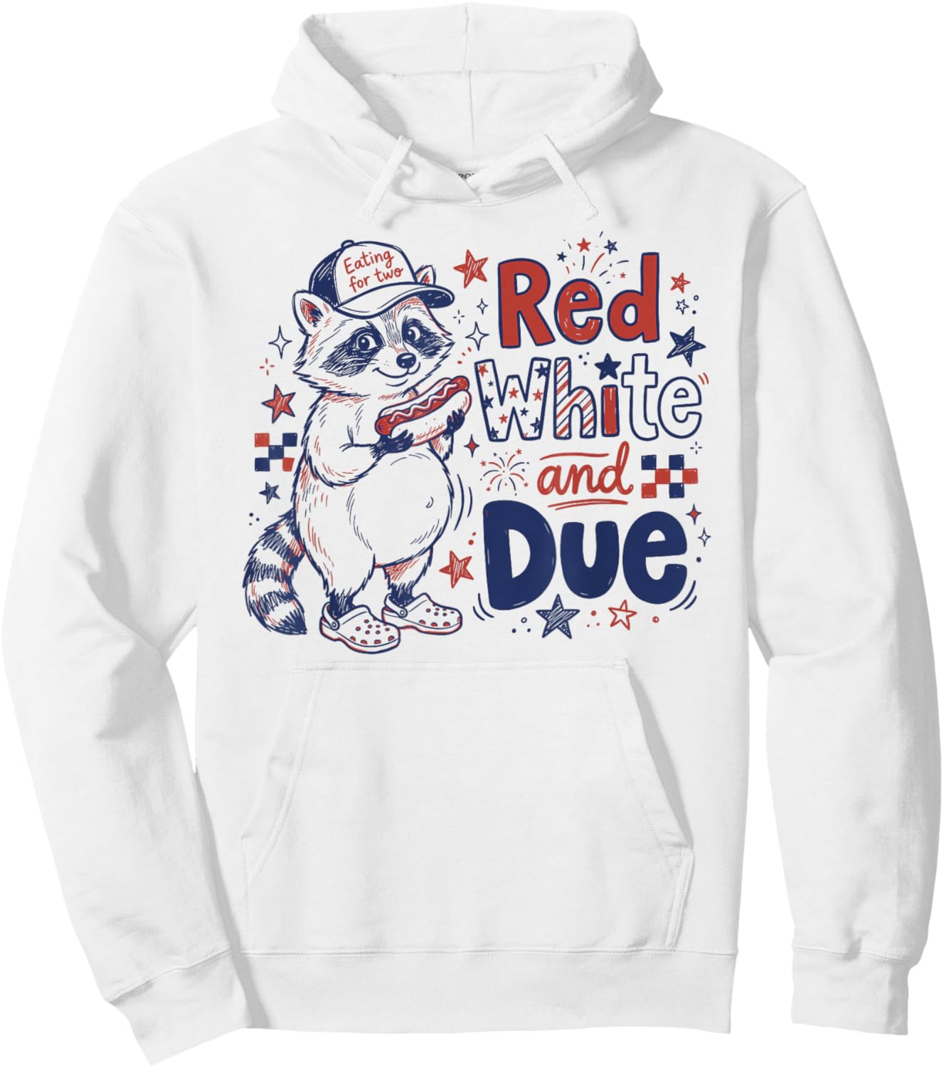 Red White and Due Funny Pregnancy Raccoon Hoodie - Hoodie | White