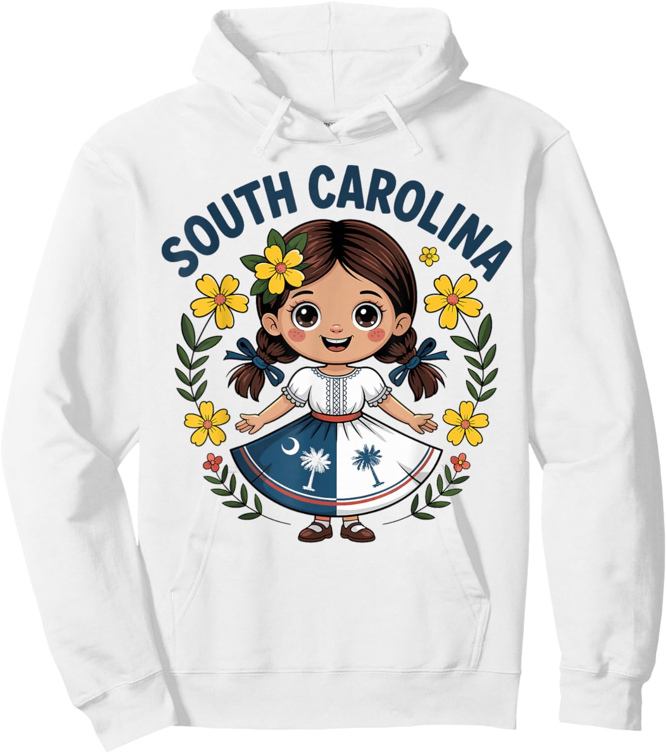 Cute South Carolina Girl in Palmetto Dress for Kids Hoodie - Hoodie | White