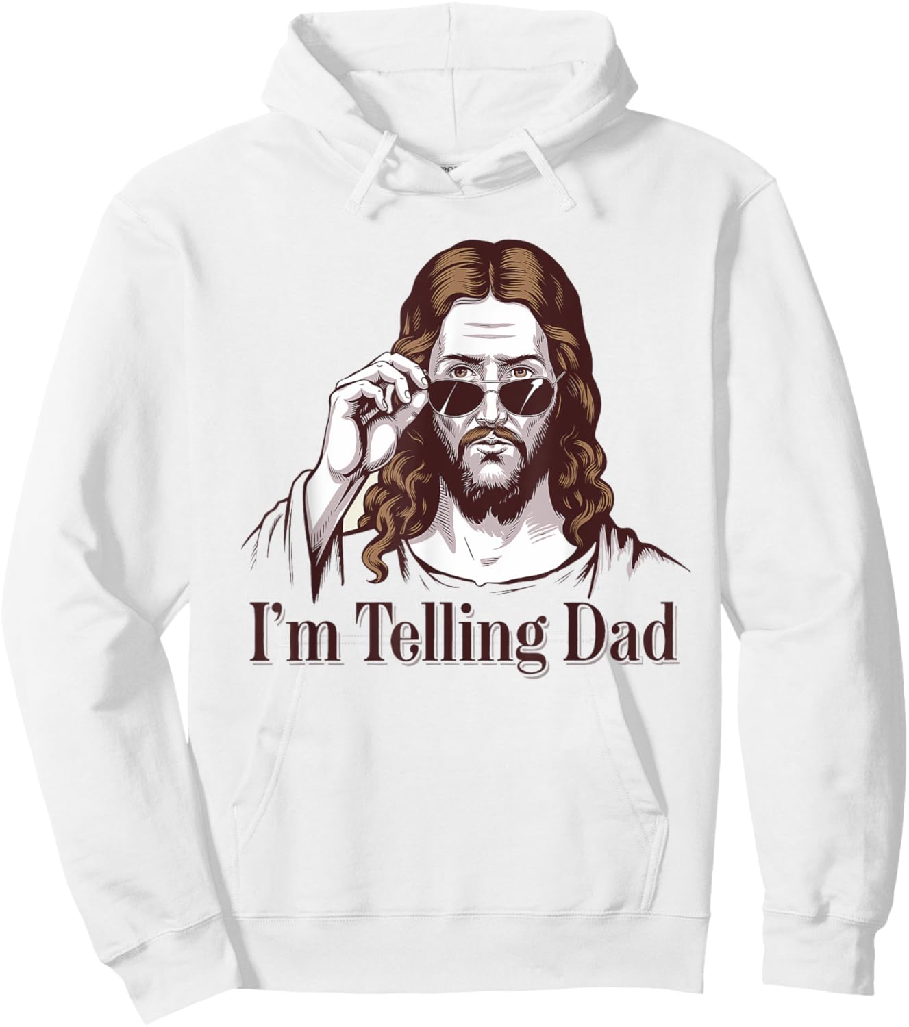 Funny I'm Telling Dad Retro Religious Christian Jesus Hoodie - Hoodie | White