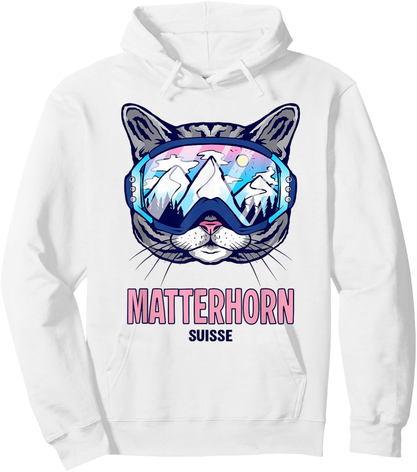 Cat Ski Goggles Mountain Panorama Matterhorn Hoodie - Hoodie | White