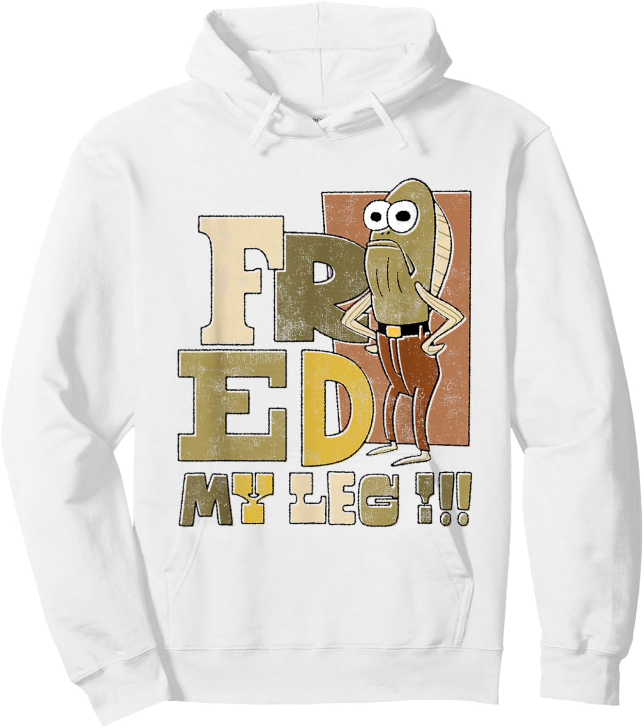 SpongeBob SquarePants Fred My Leg!!! Distressed Portrait Hoodie - Hoodie | White