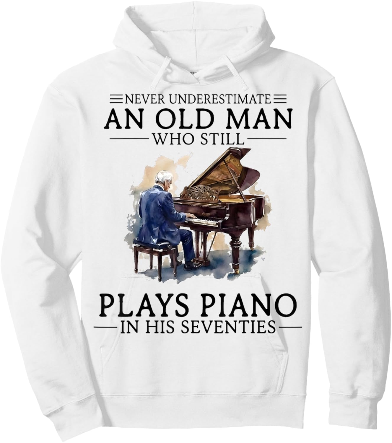 Vintage Old Man Piano Musician Gifts Women Kids Hoodie - Hoodie | White