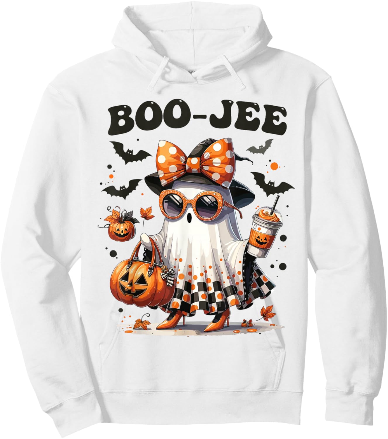 Boujee Boo-JEE Ghost Pumpkin Halloween Ghost Spooky Season Hoodie - Hoodie | White