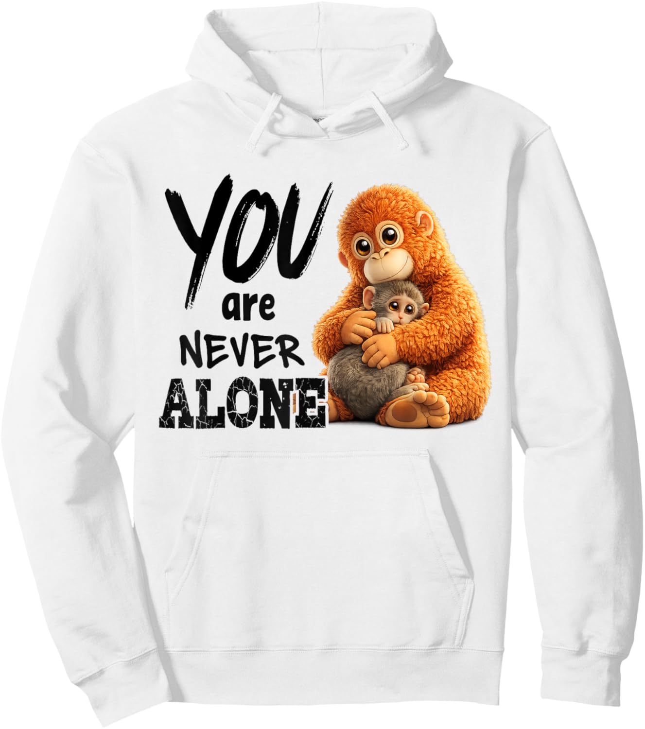 You are Never Alone Punch Monkey Animal Lover Hoodie - Hoodie | White