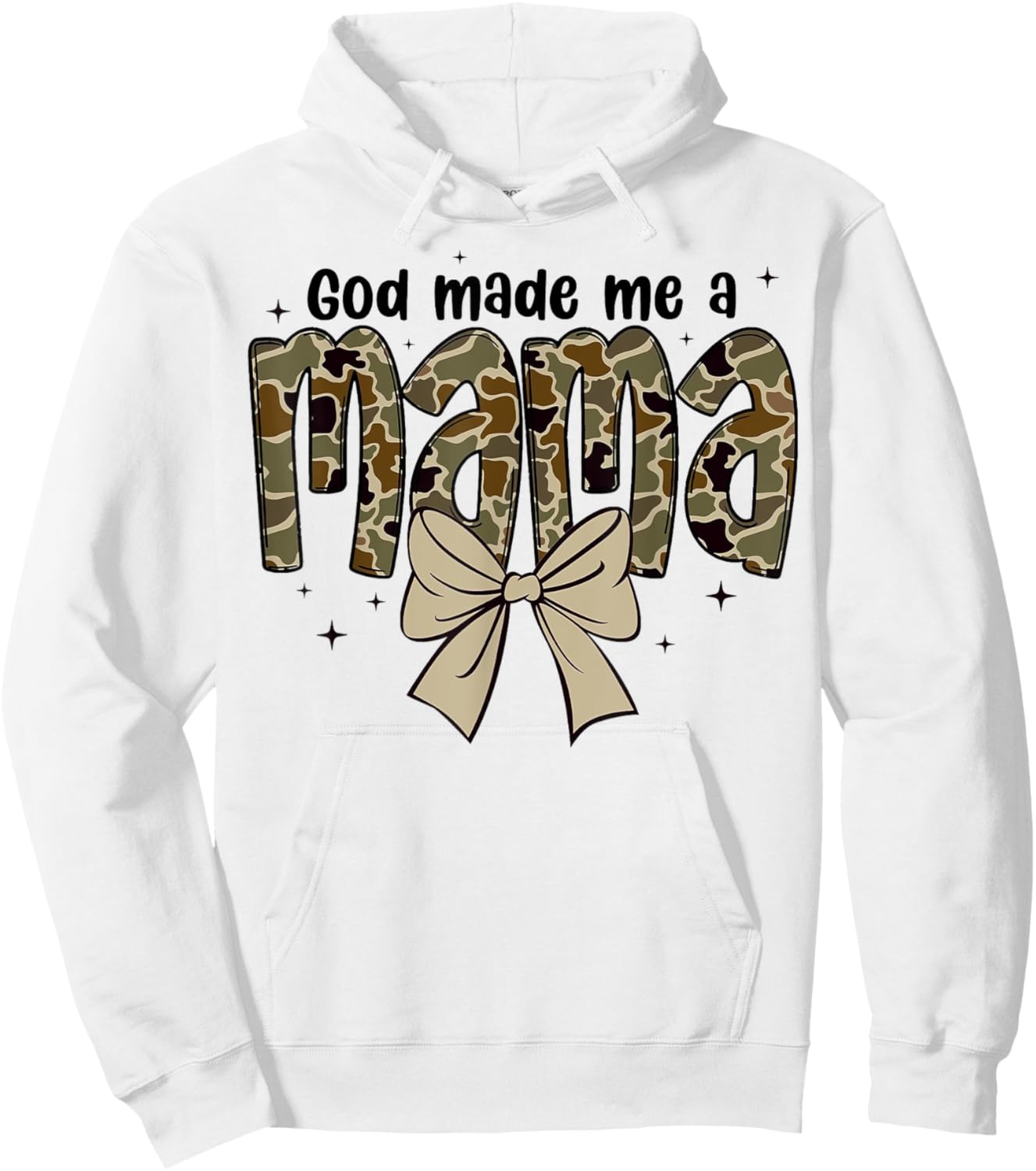 God made me a mama Mother Coquette Duck Camo Bow Retro Hoodie - Hoodie | White