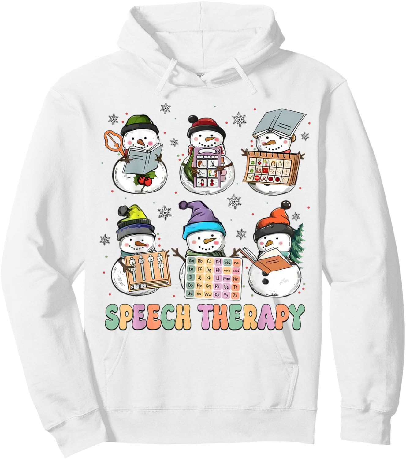 Cute Speech Therapy Christmas Snowman SLP Speech Pathologist Hoodie - Hoodie | White