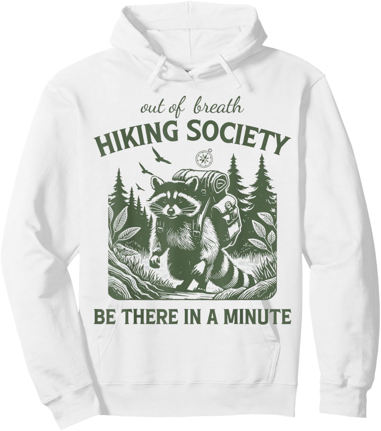 Retro Hiking Funny Raccoon Hoodie - Hoodie | White