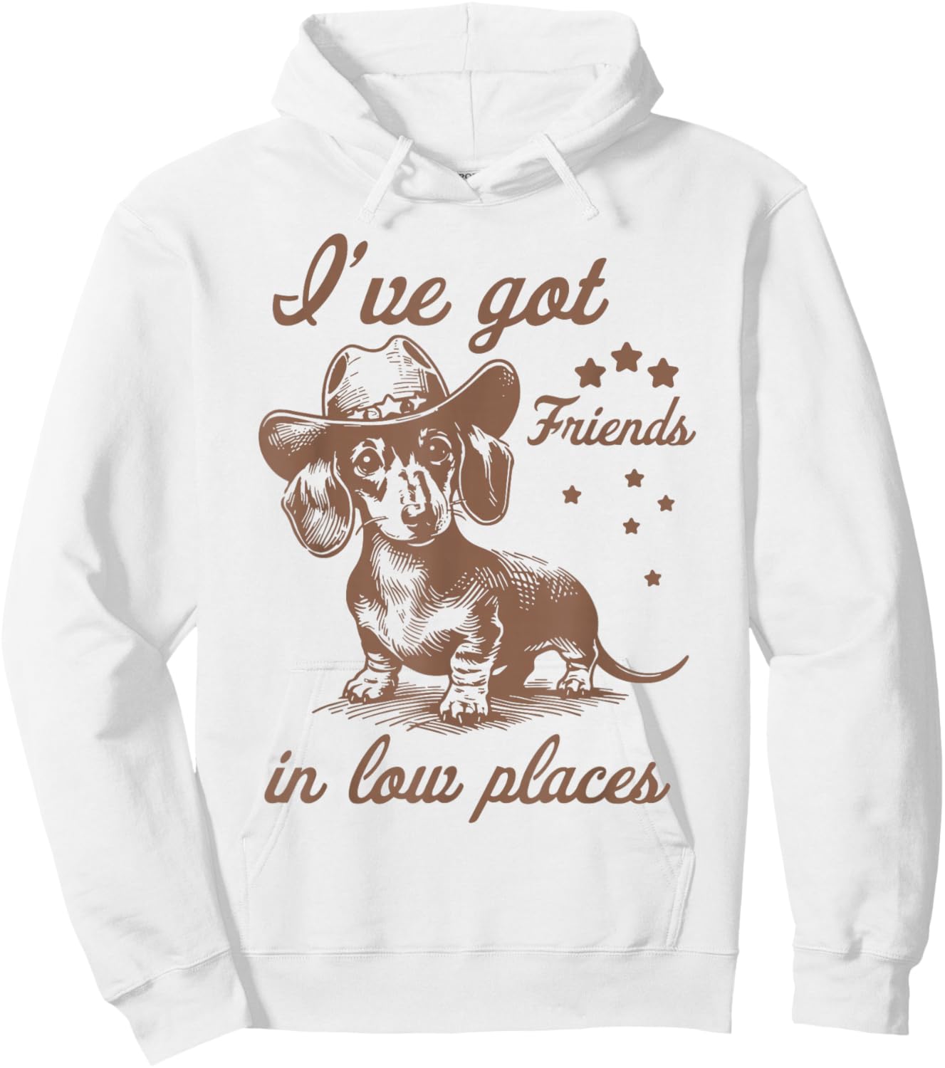 Retro I've Got Friends In Low Places Funny Dachshund Cowboy Hoodie - Hoodie | White