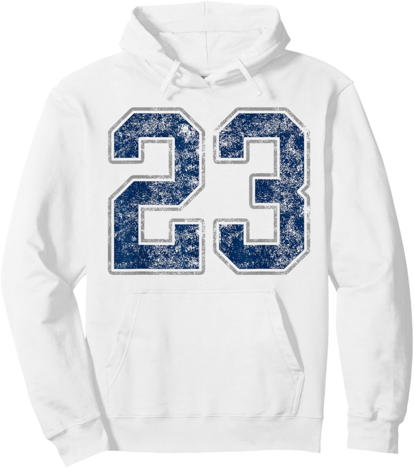 Number 23 Navy Silver White Grunge Player Jersey Fan Hoodie - Hoodie | White