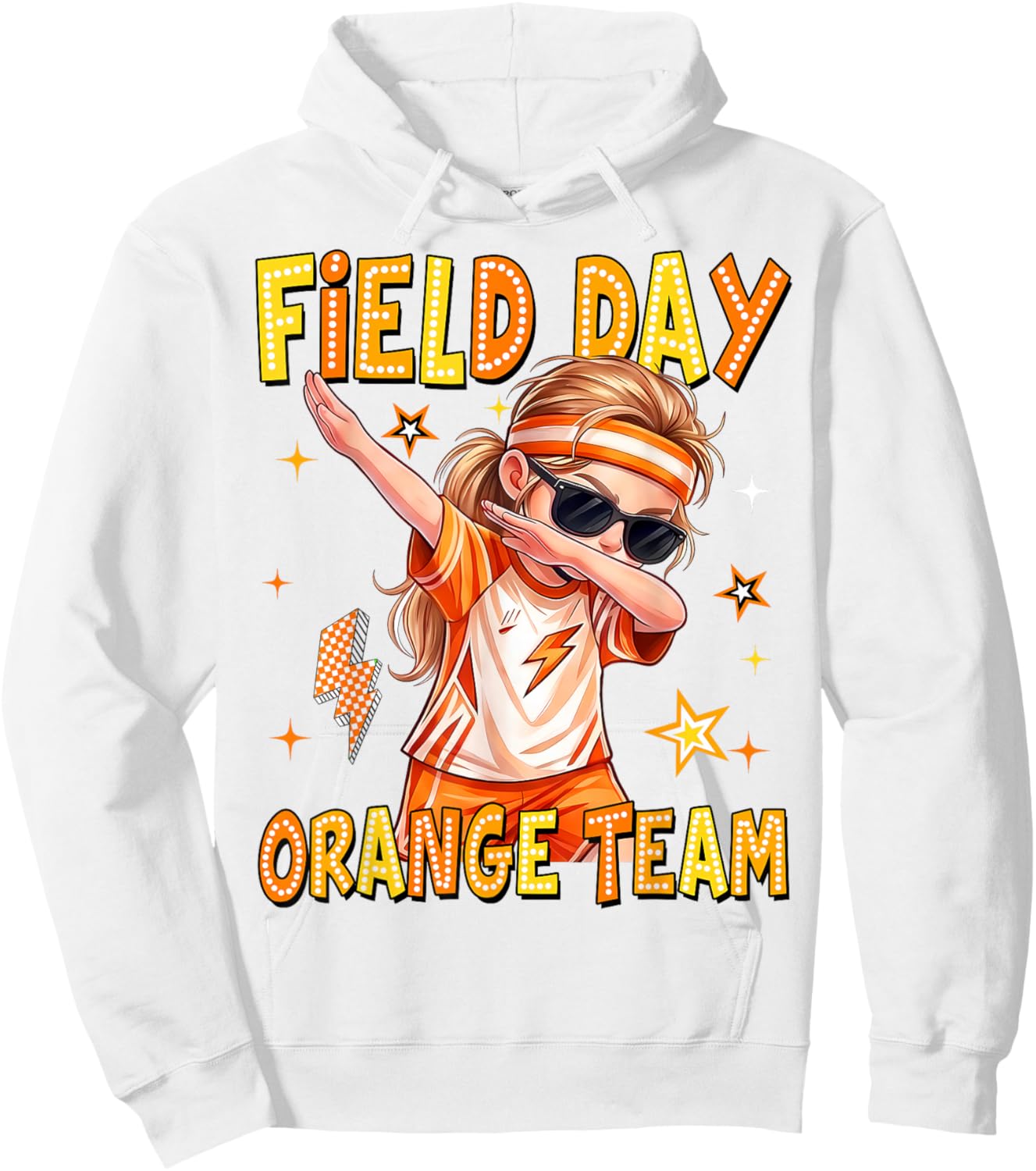 Field Day Orange Team Dabbing Girl Kids Games Field Trip Fun Hoodie - Hoodie | White