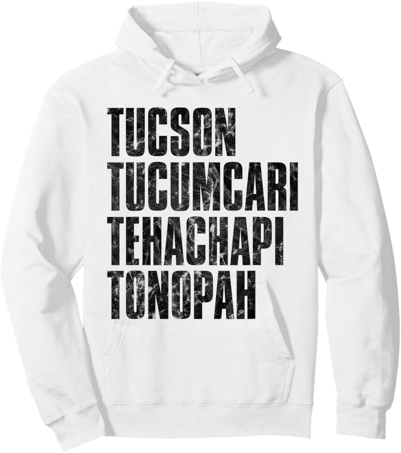 Tucson Tucumcari Tehachapi Tonapah Tourist - Grey, -Adults, Short Sleeve, , Printed Graphic Hoodie - Hoodie | White