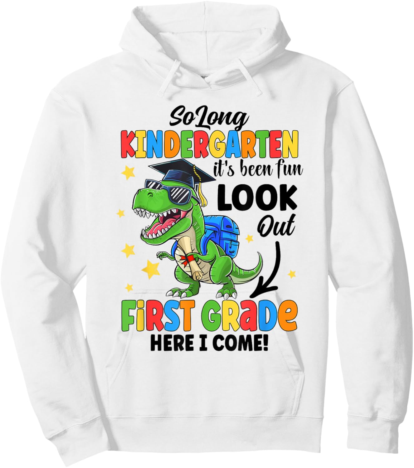 So Long Kindergarten Graduation Class Of 2024 Dinosaur Kids Hoodie - Hoodie | White