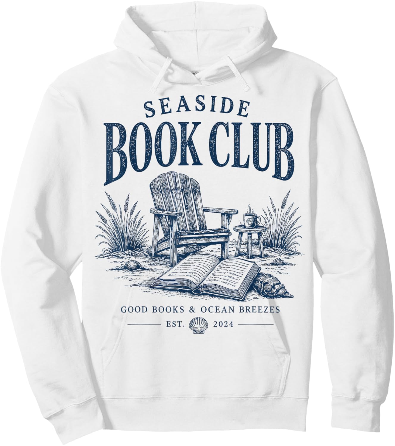 Seaside Book Club Vintage Beach Reader Hoodie - Hoodie | White