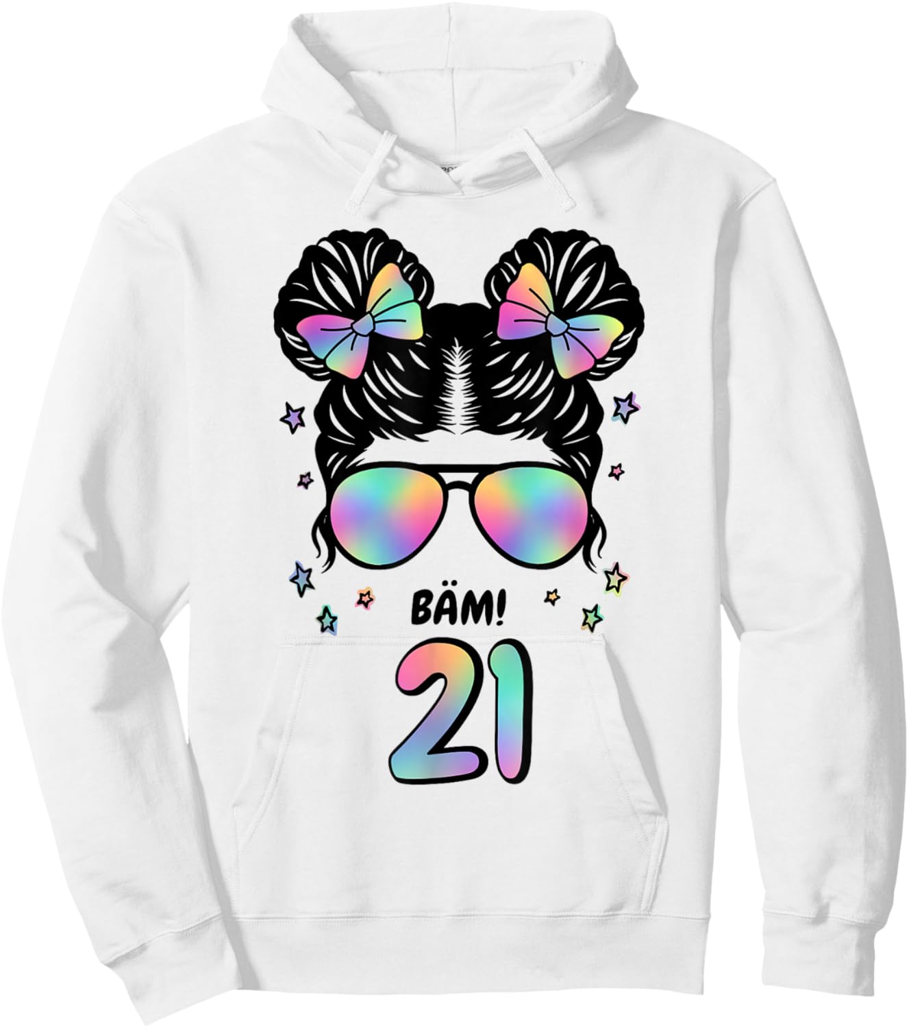21. Geburtstag Mädchen Messy Bun Bäm! 21 Hoodie - Hoodie | White