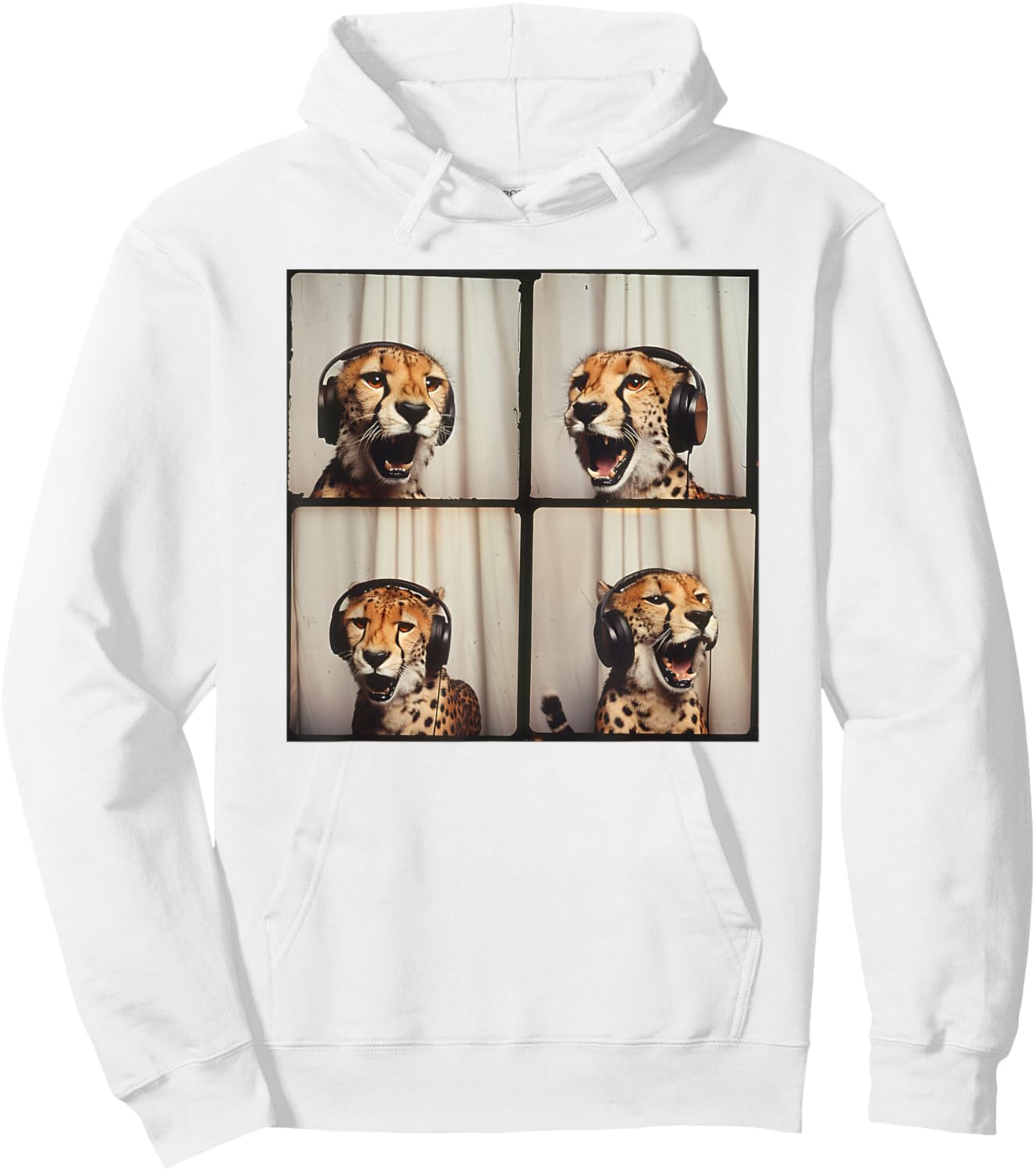DJ Cheetah With Headphones Portrait Cool Cheetah Hoodie - Hoodie | White