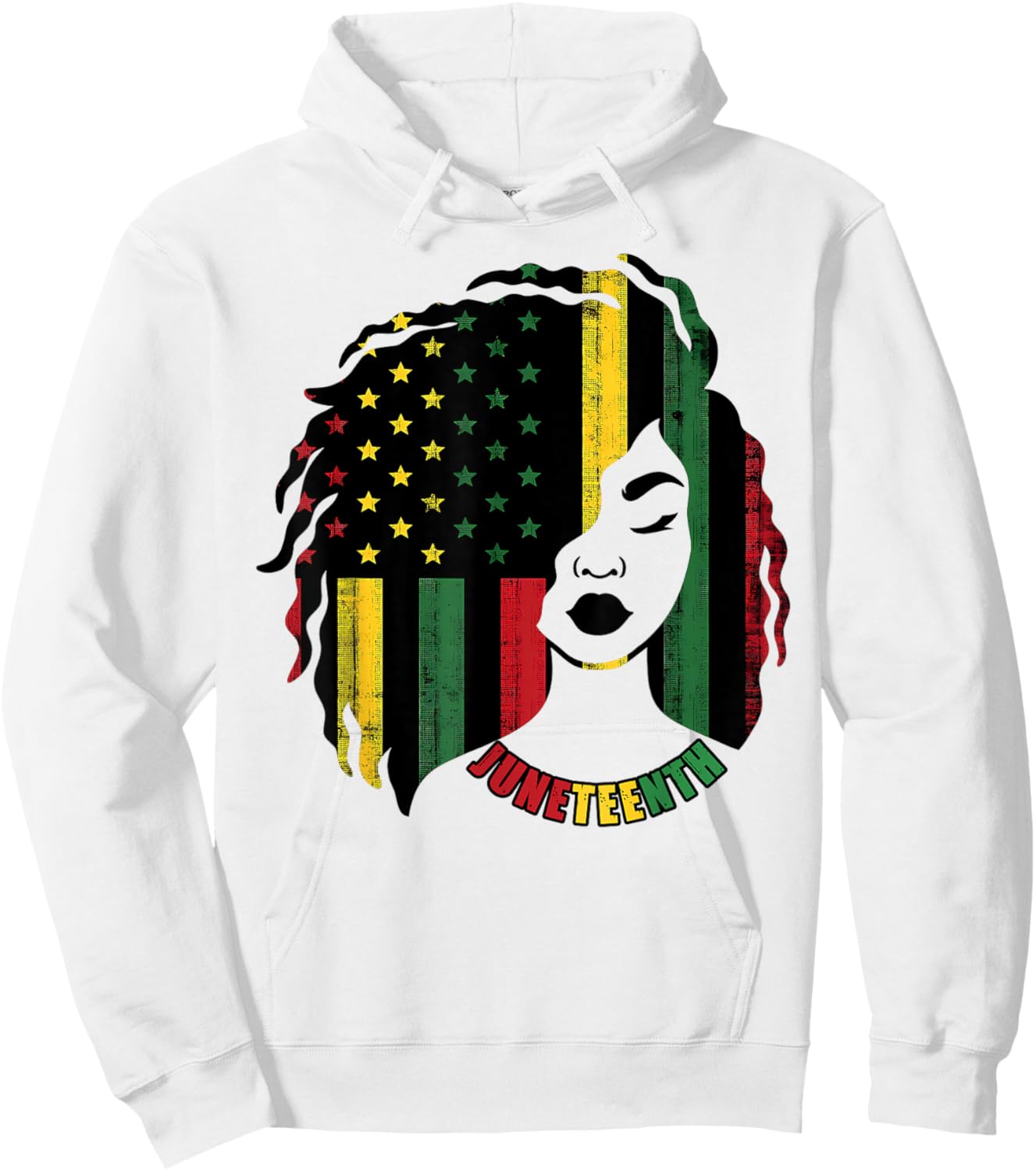 Juneteenth Black Women Girl Afro African Americans Flag Hoodie - Hoodie | White