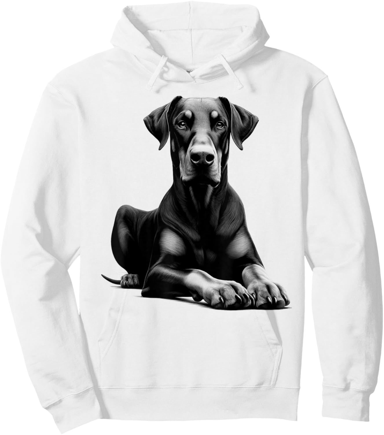 Cool Doberman with Floppy Ears in Lying Pose Hoodie - Hoodie | White
