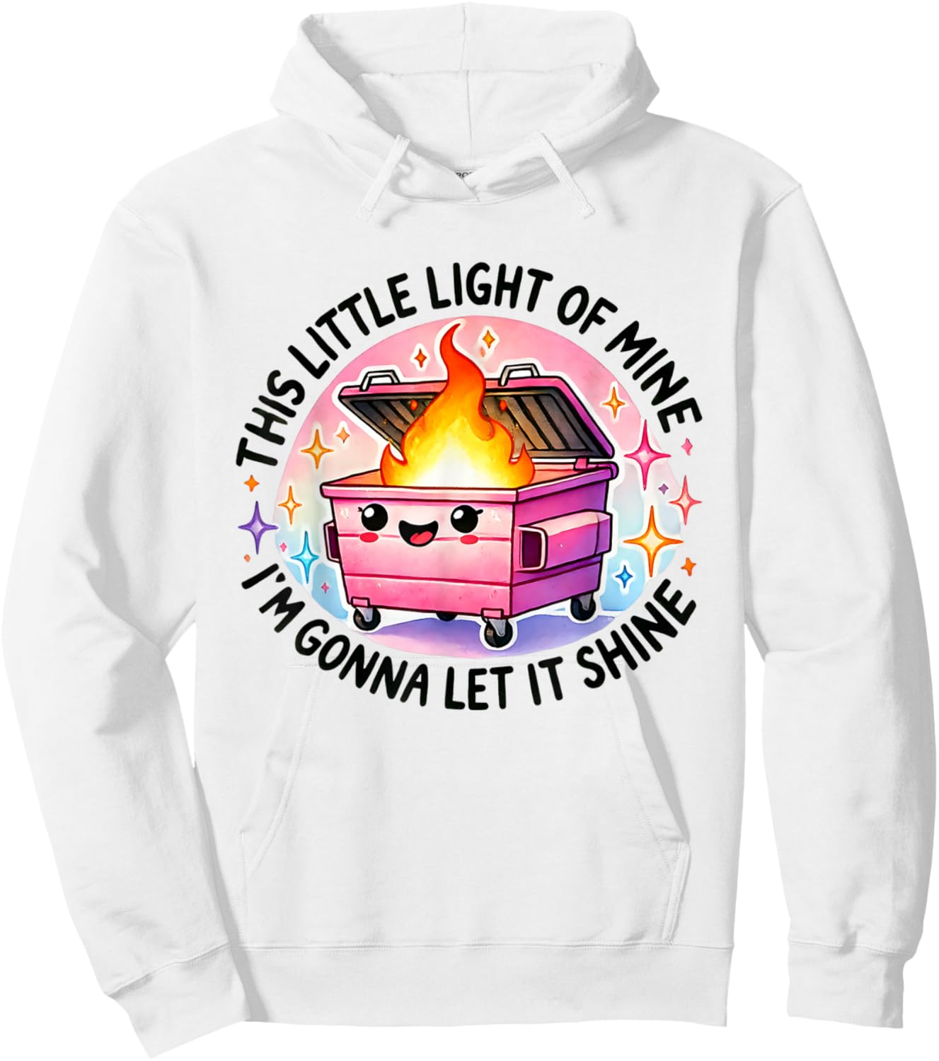 Funny I'm Gonna Let It Shine Dumpster Fire -Adults White Modern Cartoon Small Hoodie - Hoodie | White