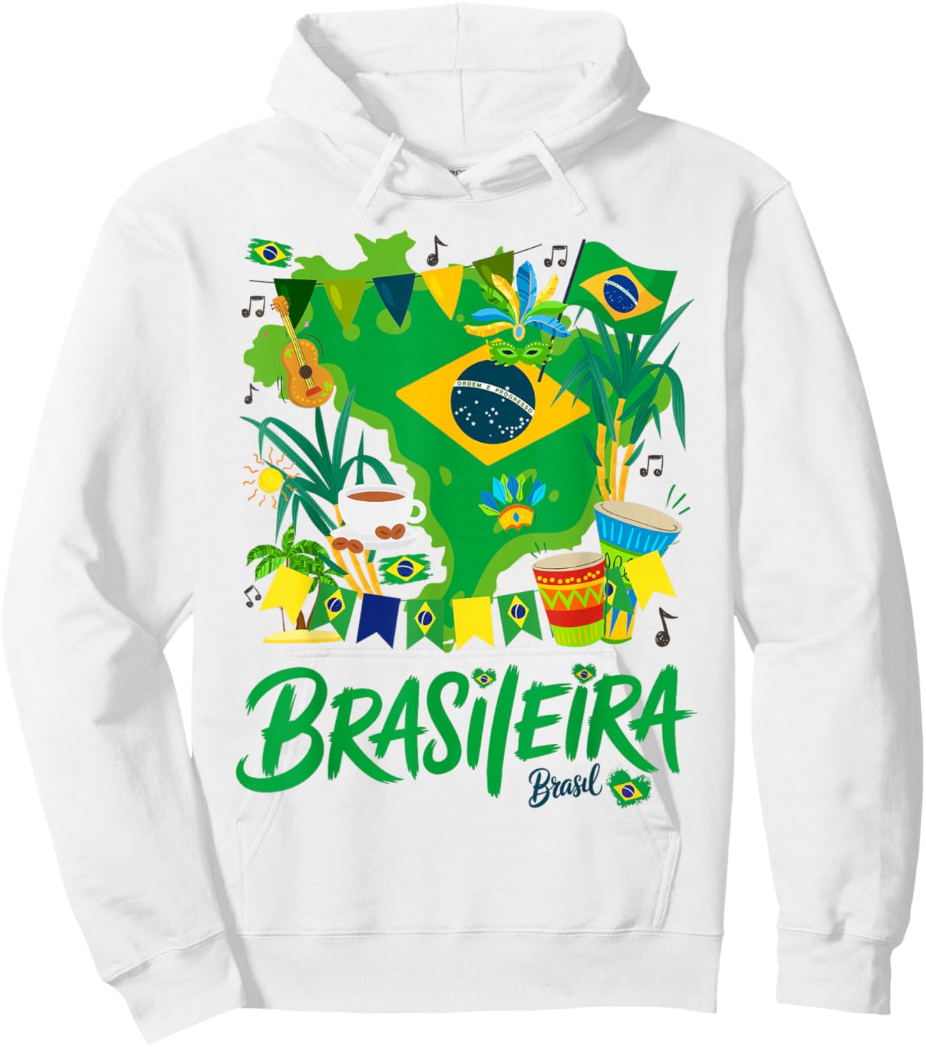 Brasil Flag Outfit Idea for Kids Brazilian Themed Brasileira Hoodie - Hoodie | White