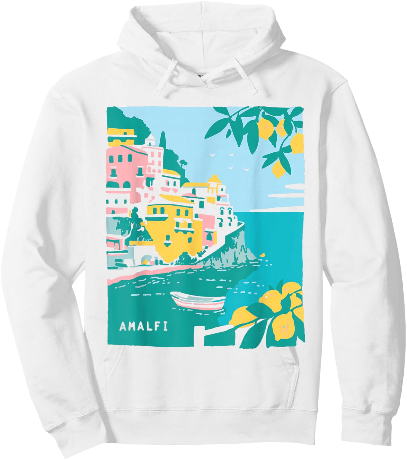Amalfi Coast Italy Retro Vintage Lemon Travel Souvenir Hoodie - Hoodie | White