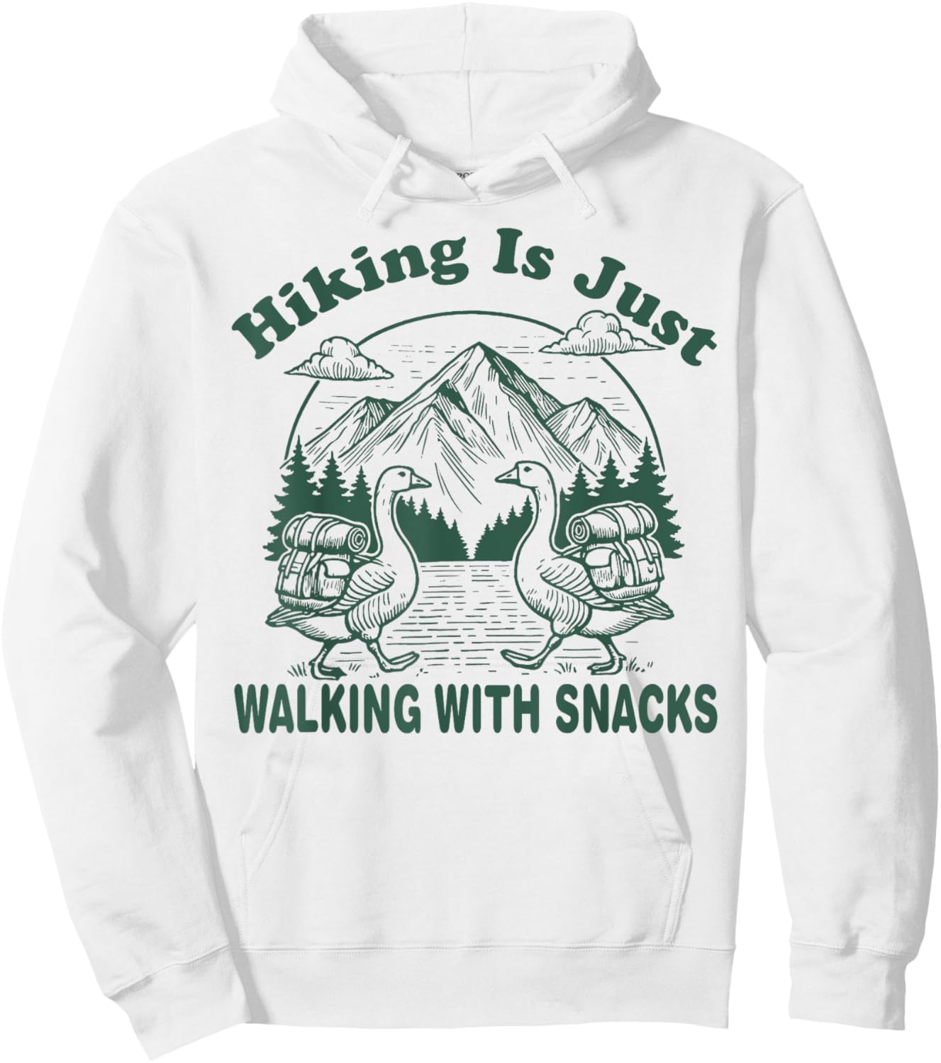 Hiking is Just Walking With Snacks Funny Goose Hiking Retro Hoodie - Hoodie | White