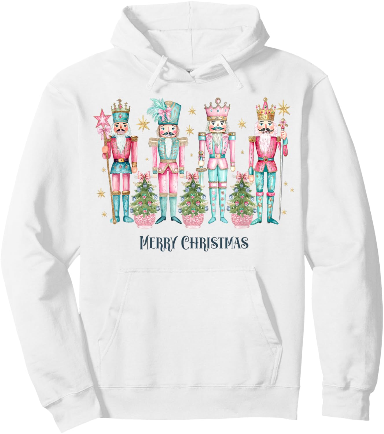 Nutcracker Christmas Pink Teal Coquette Y2K Ballet Hoodie - Hoodie | White
