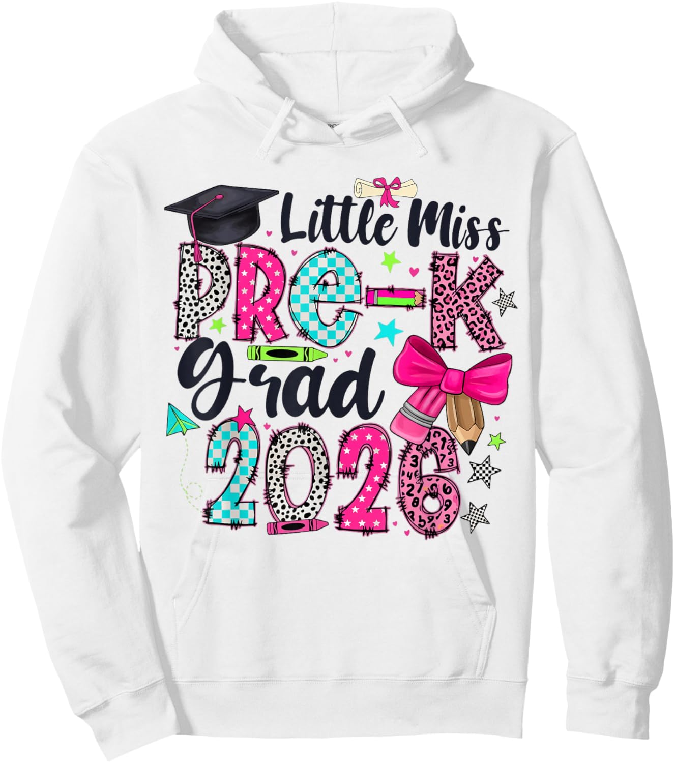 Cute Little Miss Pre K Grad 2026 Funny Preschool Graduation Hoodie - Hoodie | White