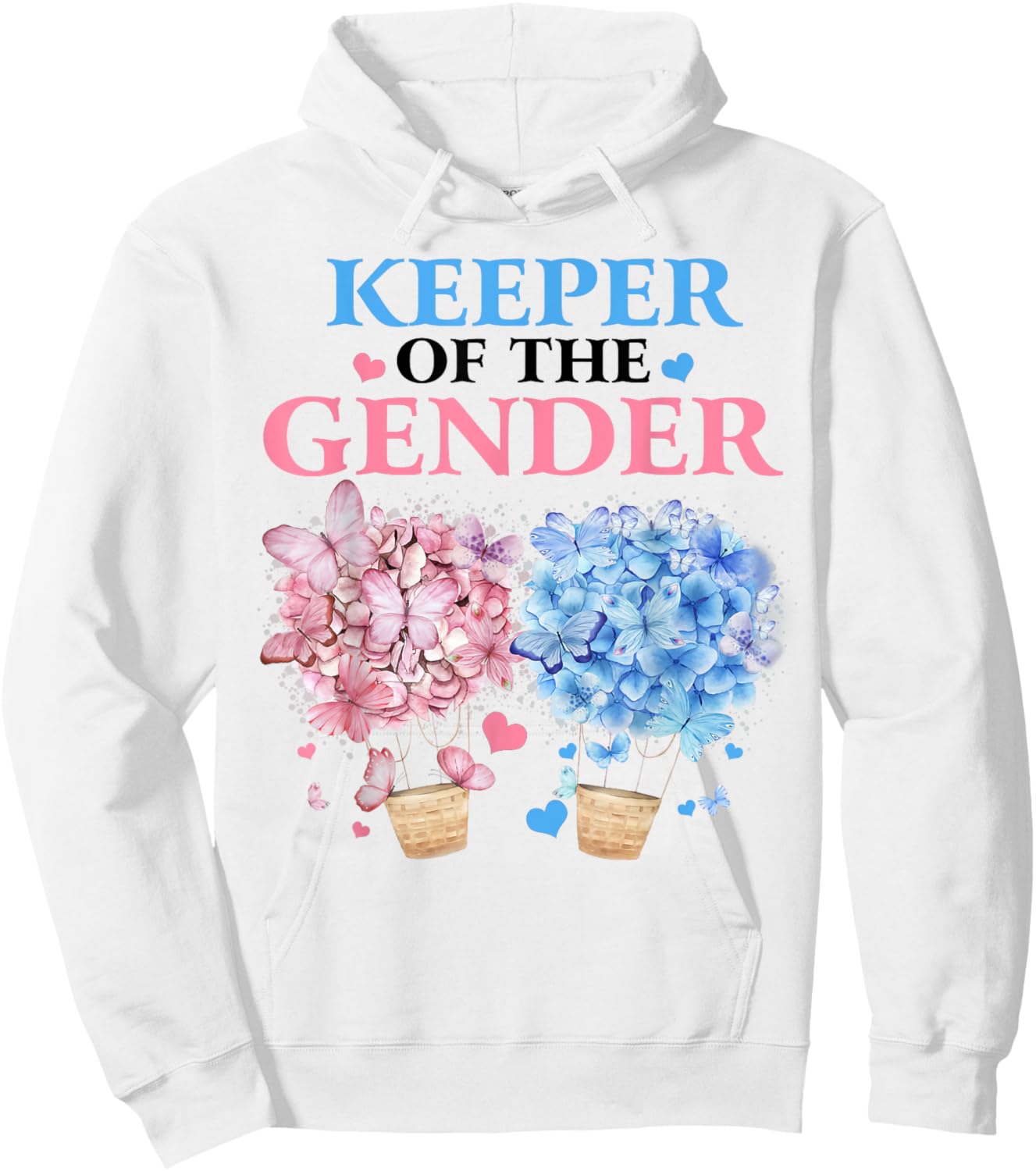 Keeper Of The Gender Reveal Butterfly Hot Air Balloons Party Hoodie - Hoodie | White