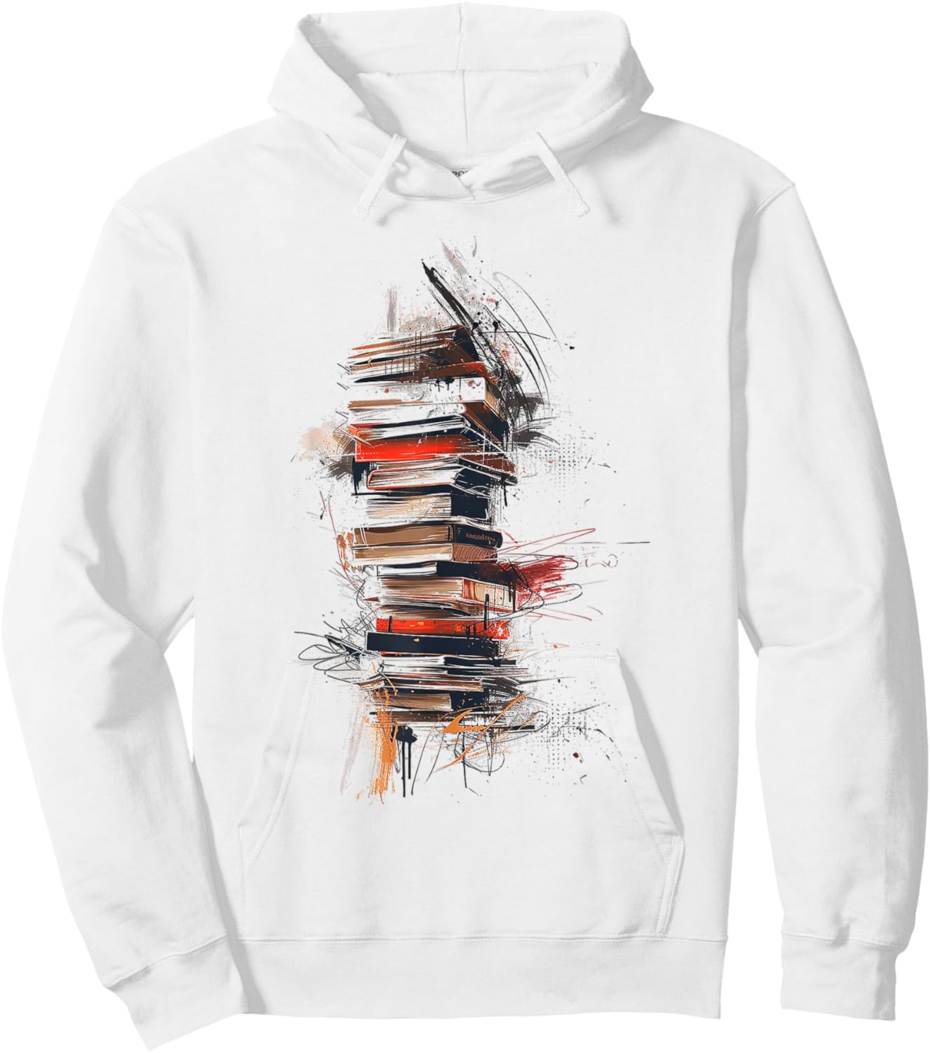 Books Abstract Graphic Drawing Art Painting Books Hoodie - Hoodie | White