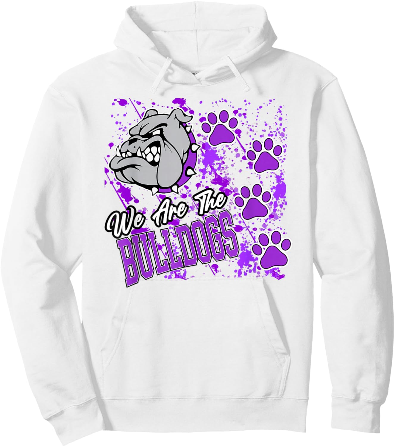 We are Bulldogs Purple Bulldog Pride School Spirit Mascot Hoodie - Hoodie | White