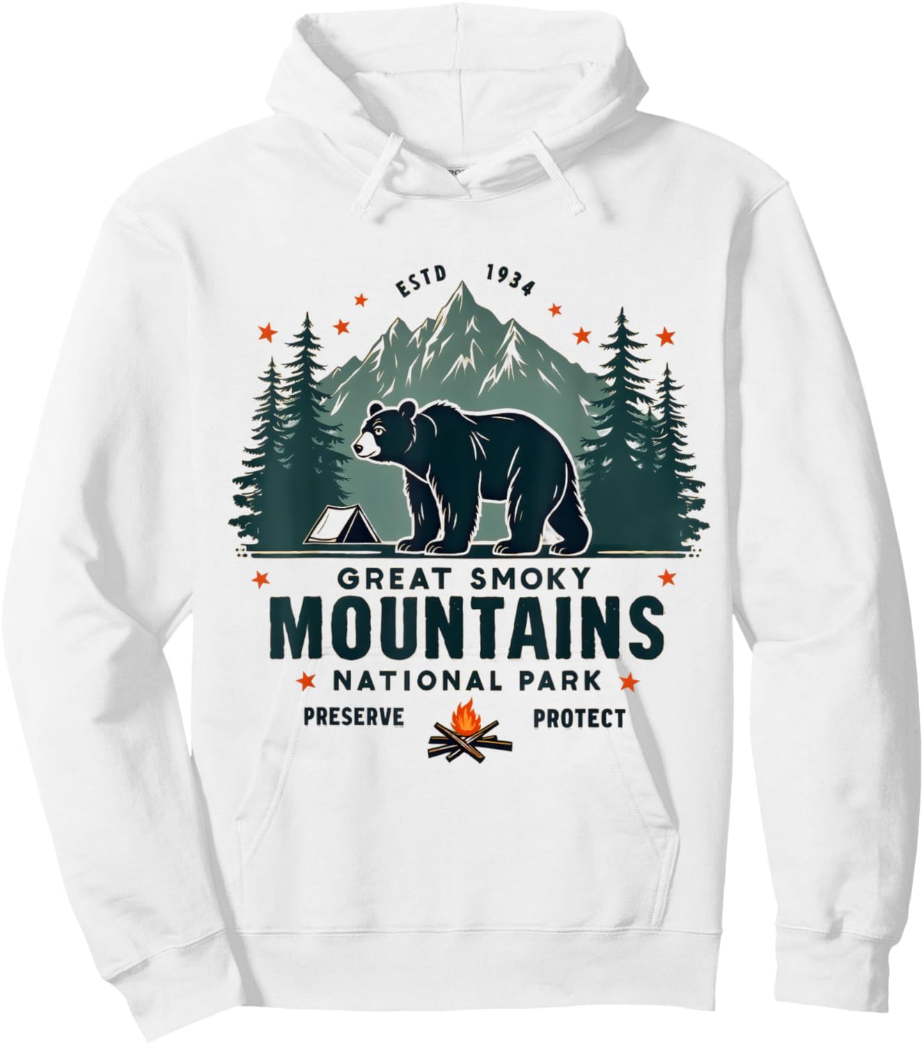 Great Park Smoky Mountains Bear Hiking Adventure Hoodie - Hoodie | White