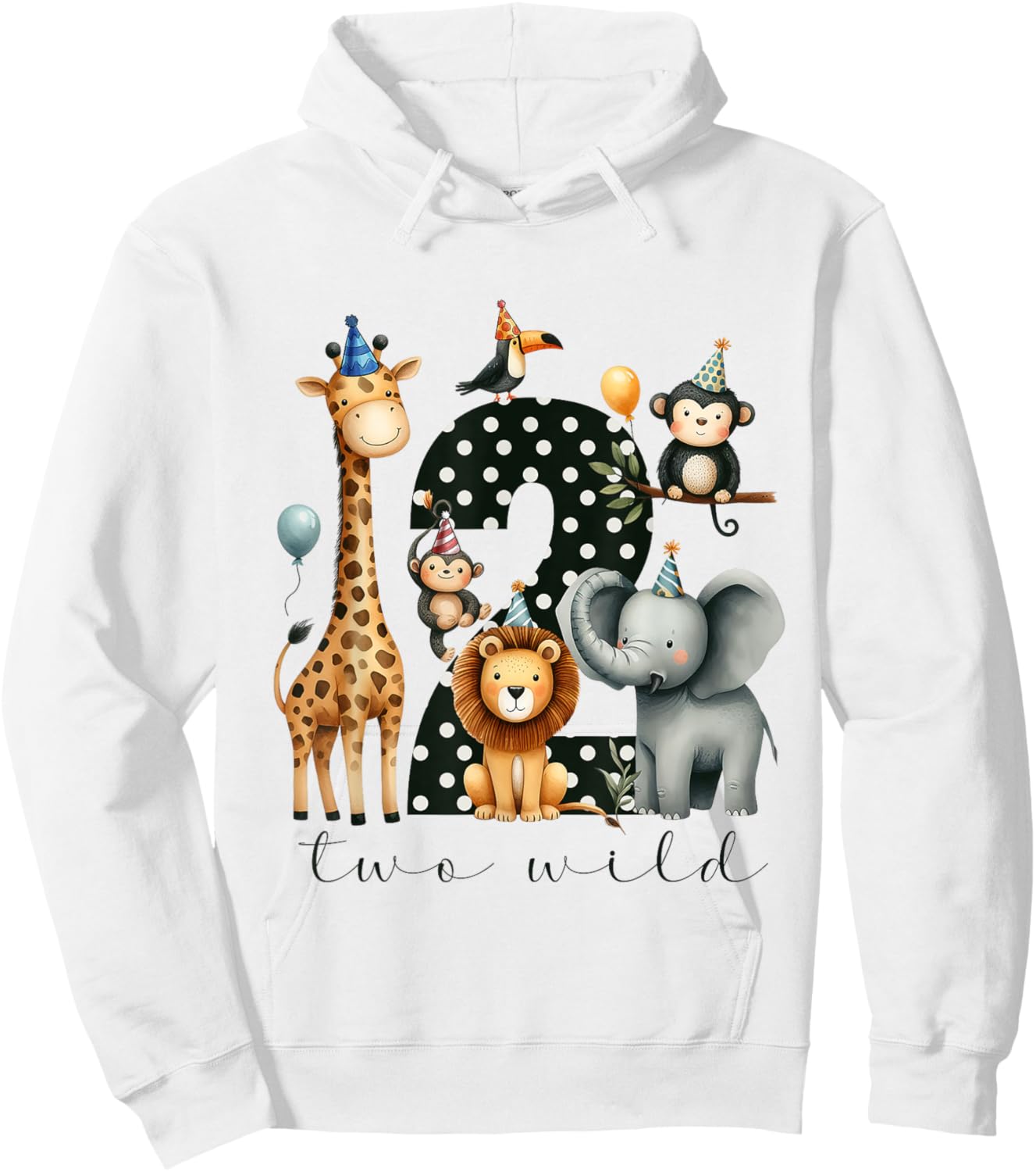 Two Wild Birthday Woodland Safari Jungle 2nd Birthday Boys Hoodie - Hoodie | White