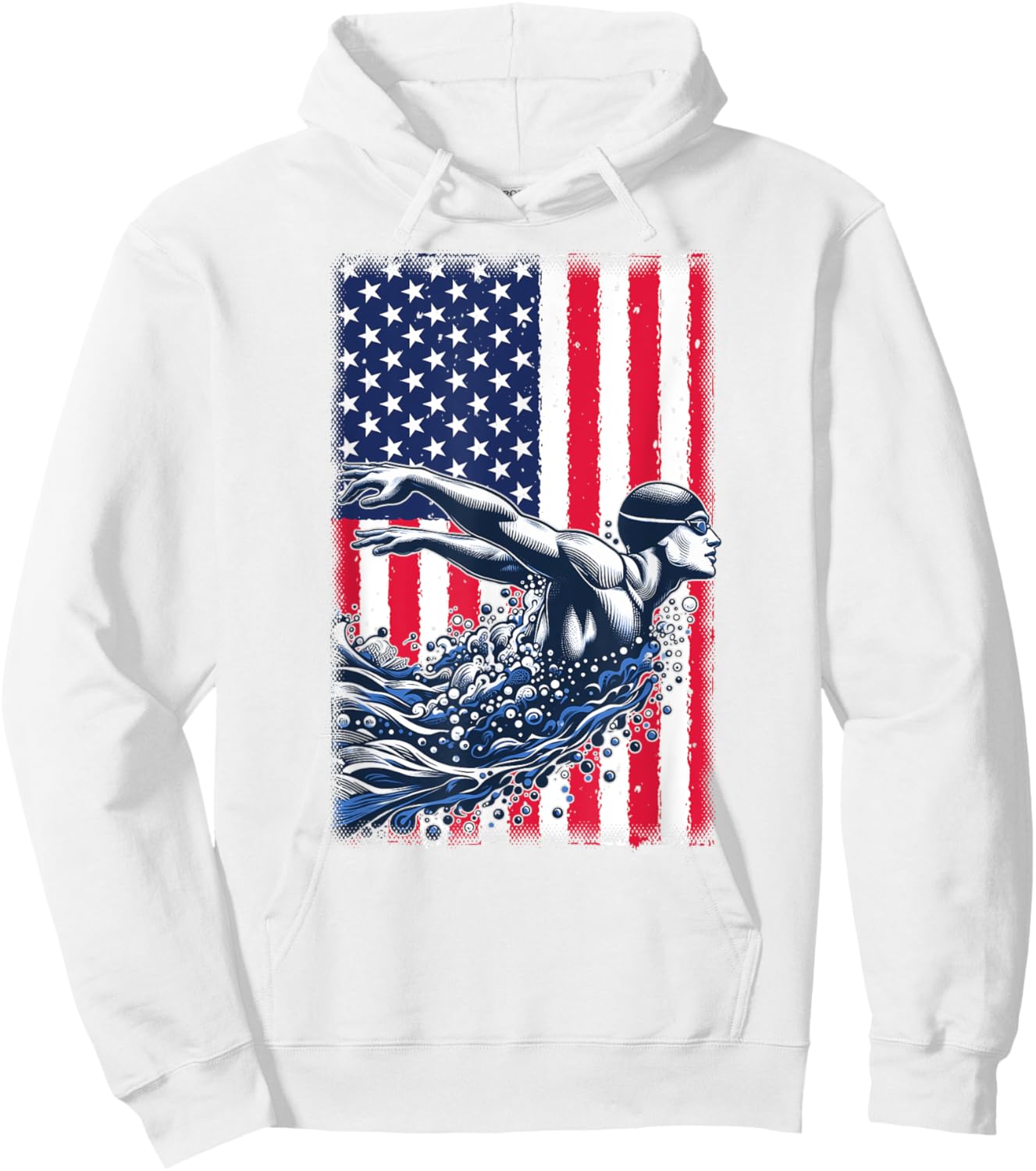 Swimming American Flag USA Swim Sport Team Swimmer Butterfly Women Kids Men Hoodie - Hoodie | White