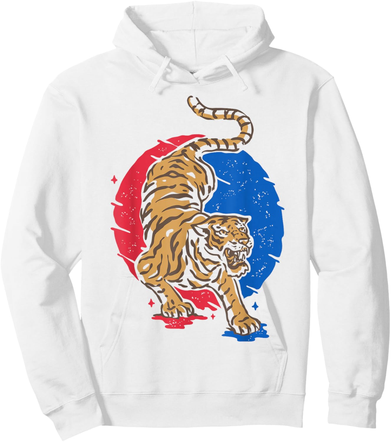 Korea Tiger Illustration - Hangul South Korean Gift Hoodie - Hoodie | White