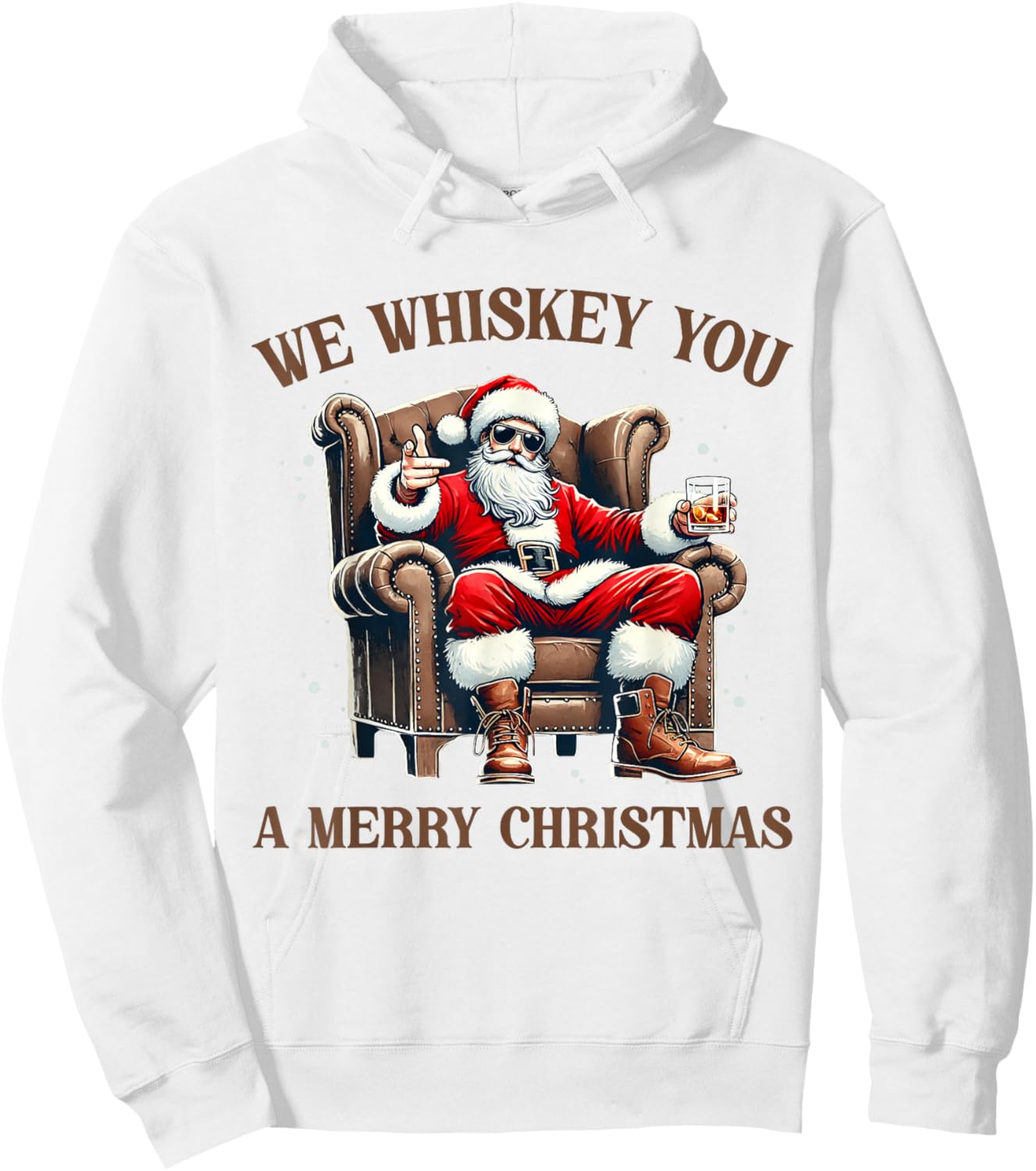 I Whiskey You A Merry Christmas Drinking Xmas Santa Claus Hoodie - Hoodie | White