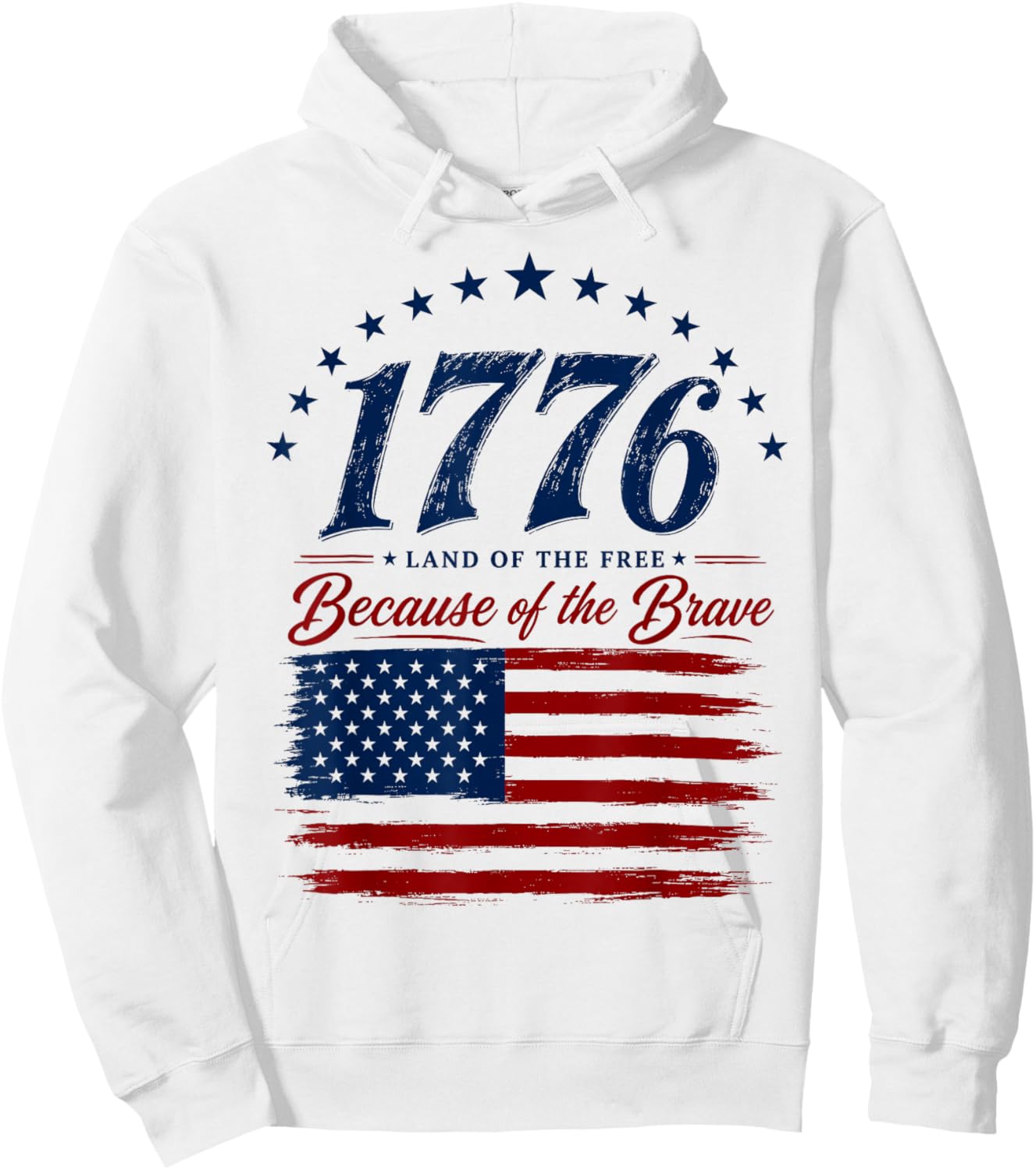 1776 Patriotic Distressed USA Flag 250 Years 4th of July Hoodie - Hoodie | White