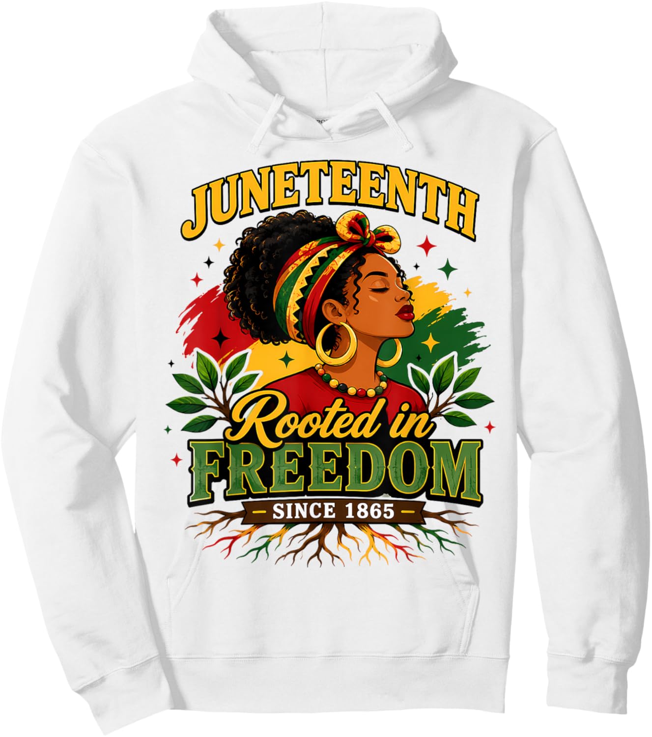 Juneteenth Rooted in Freedom Since 1865 Black Women Afro Hoodie - Hoodie | White