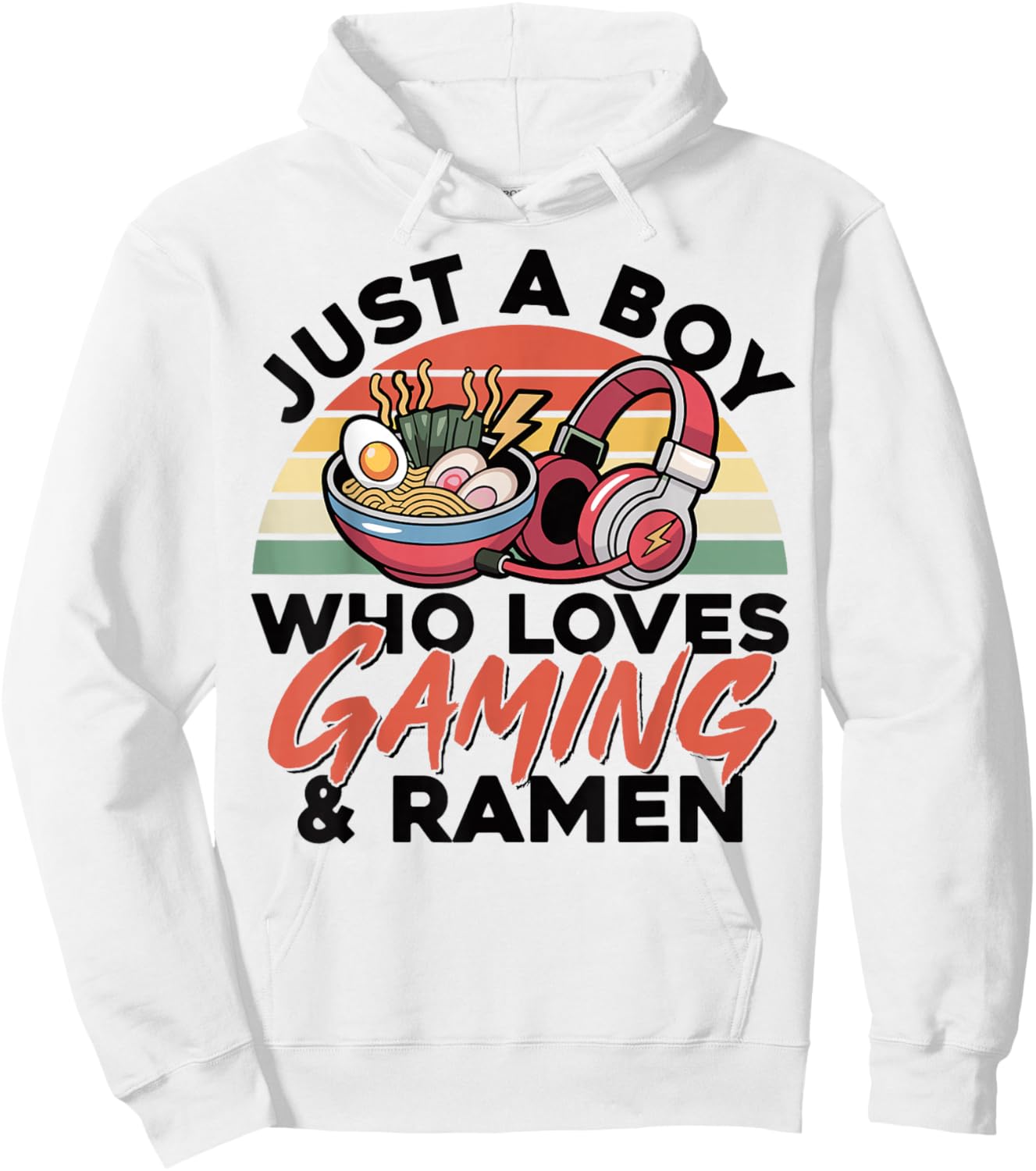 Gaming Just A Boy Who Loves Ramen Gaming Retro Gamer Hoodie - Hoodie | White