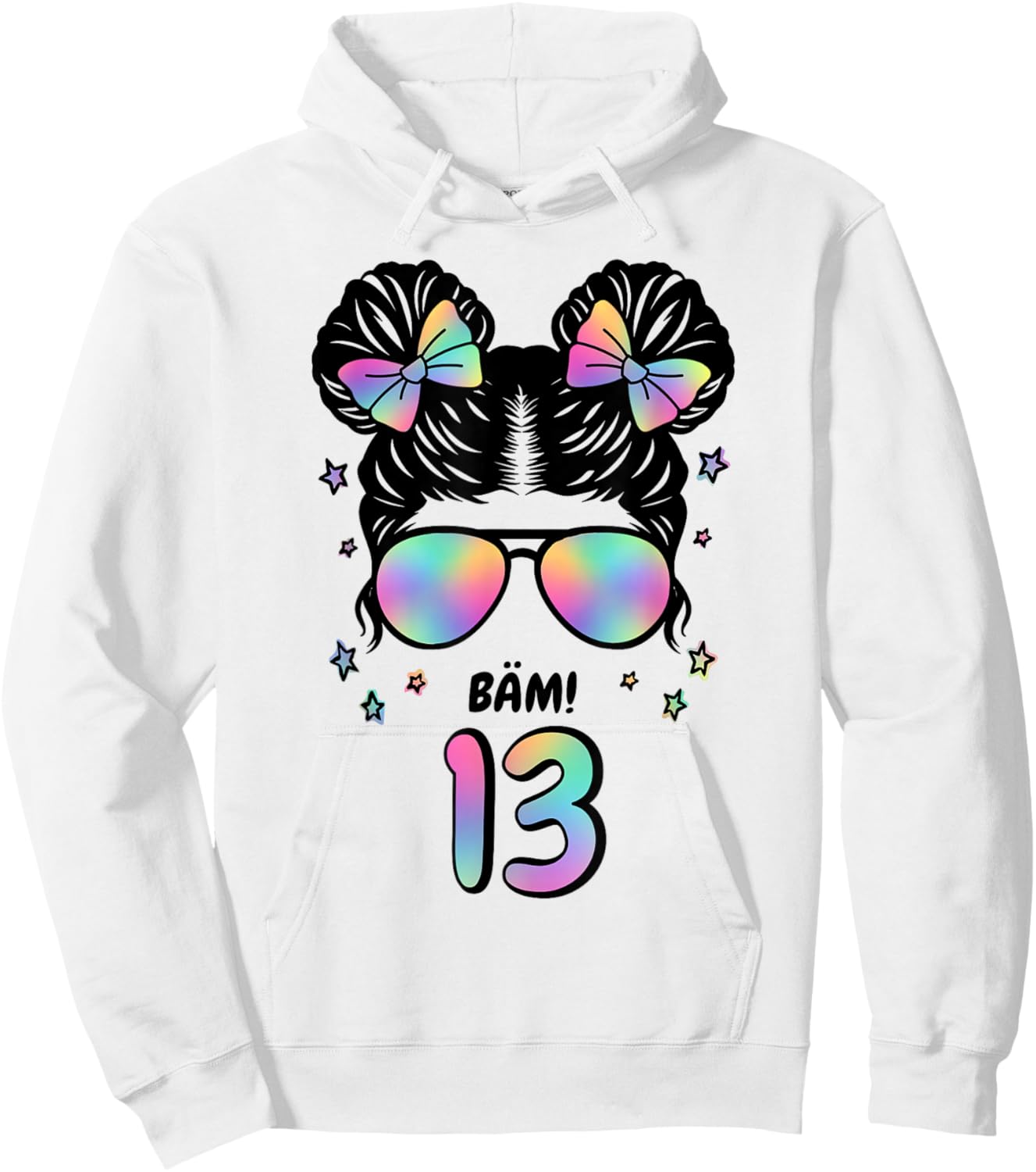 13th Birthday Girl Messy Bun Bäm! 13 Hoodie - Hoodie | White