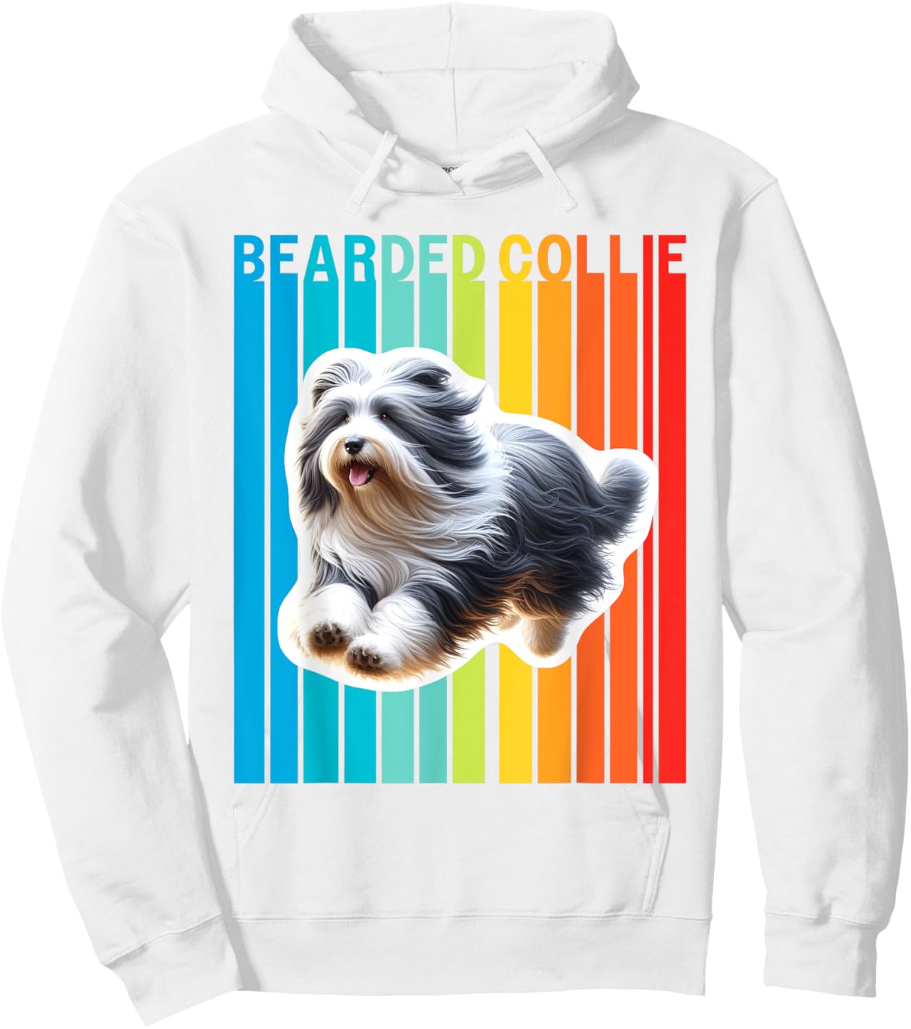 Colorful Bearded Collie Hoodie - Hoodie | White