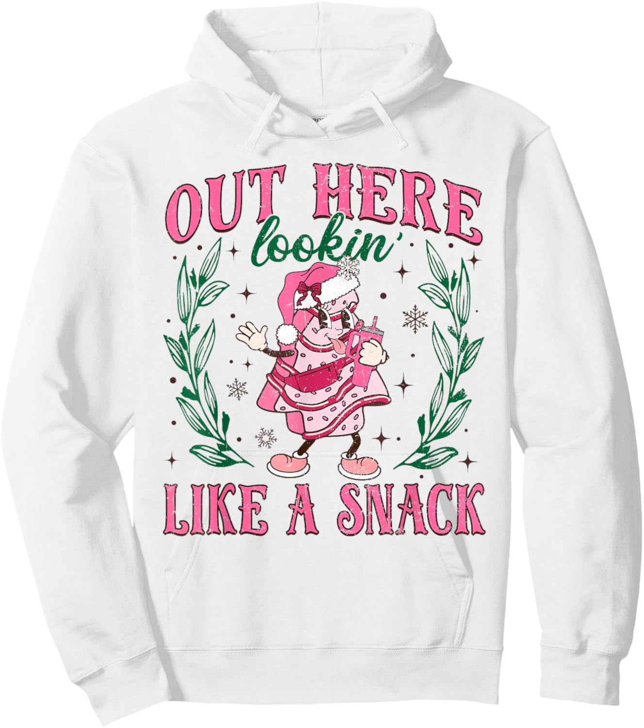 Out Here Lookin Like A Snack Merry Christmas Cake Men Women Hoodie - Hoodie | White