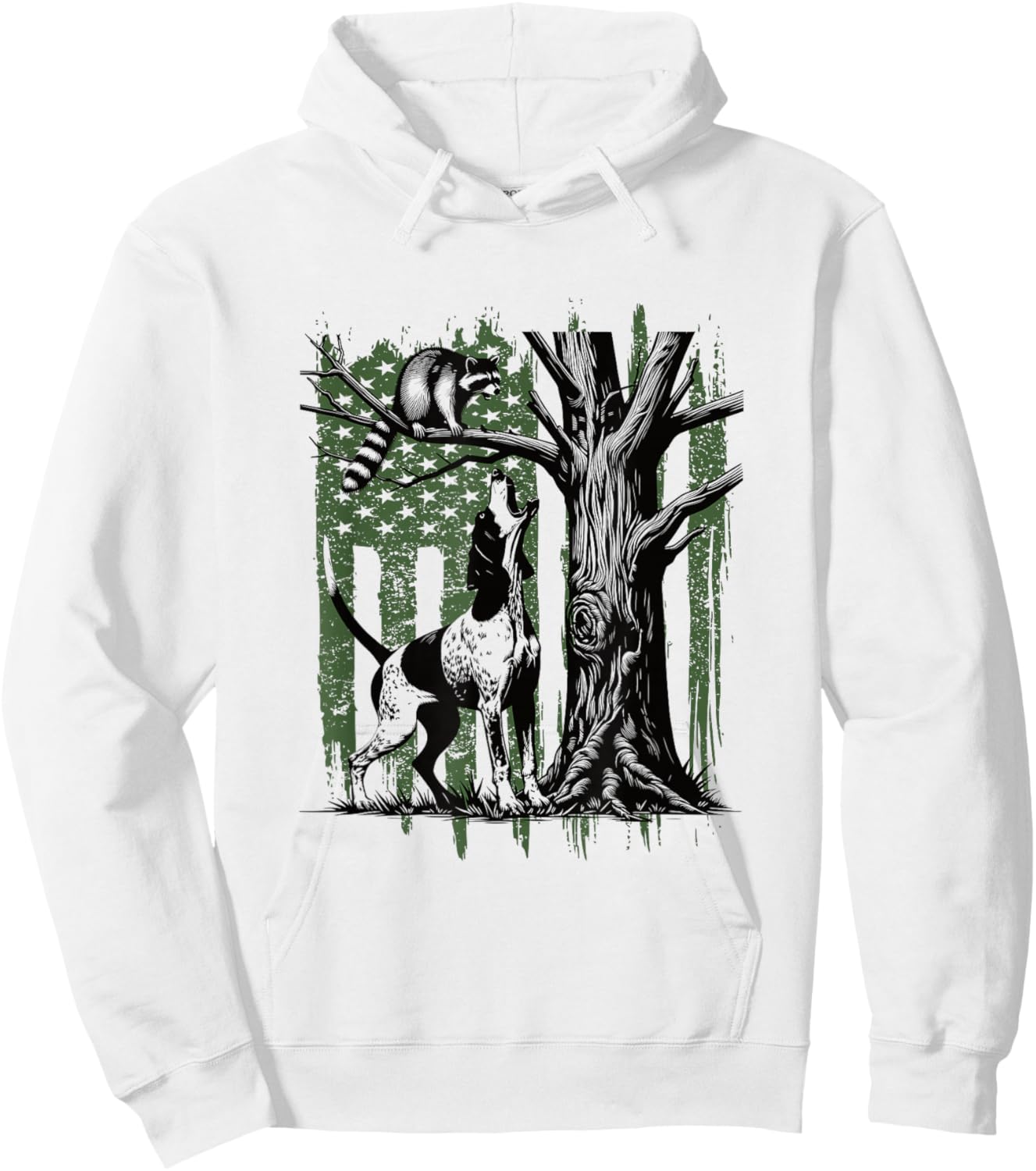 Patriotic Coon Hunting Dog American Flag Hoodie - Hoodie | White